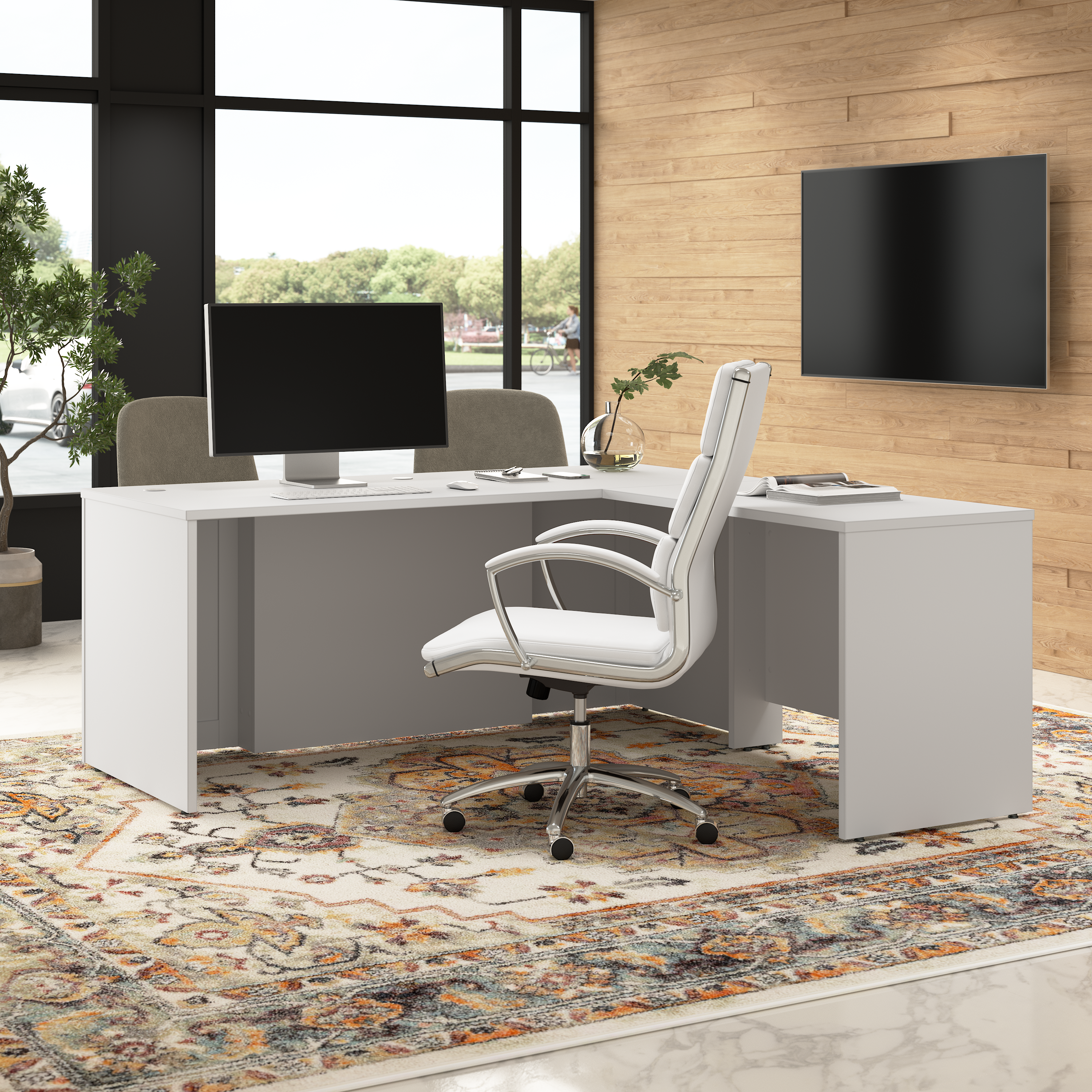 Shop Bush Business Furniture Hampton Heights 72W x 30D Executive L-Shaped Desk 06 HHD021WH #color_white
