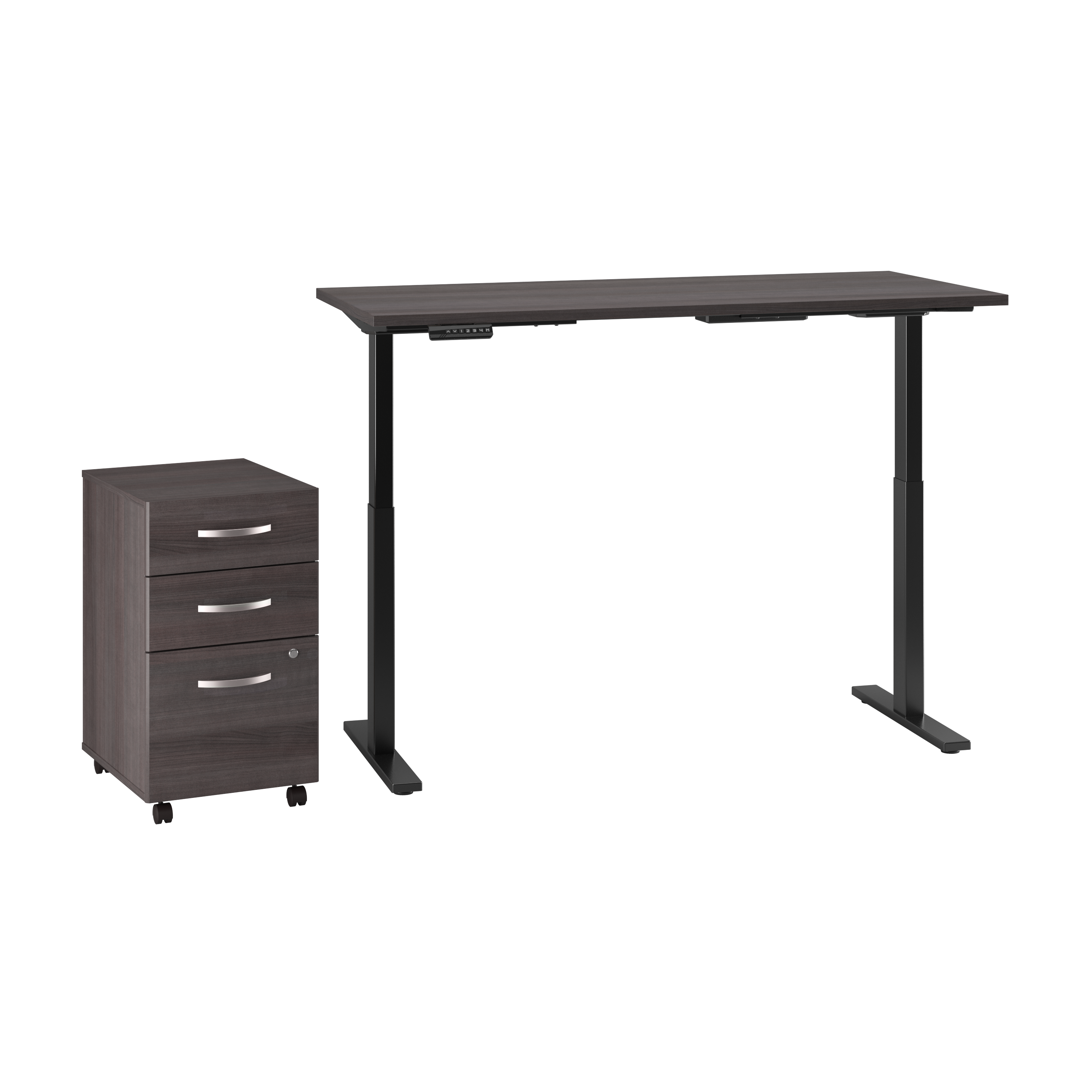 Shop Move 60 Series by Bush Business Furniture 60W x 30D Height Adjustable Standing Desk with Storage 02 M6S005SGSU #color_storm gray/black powder coat