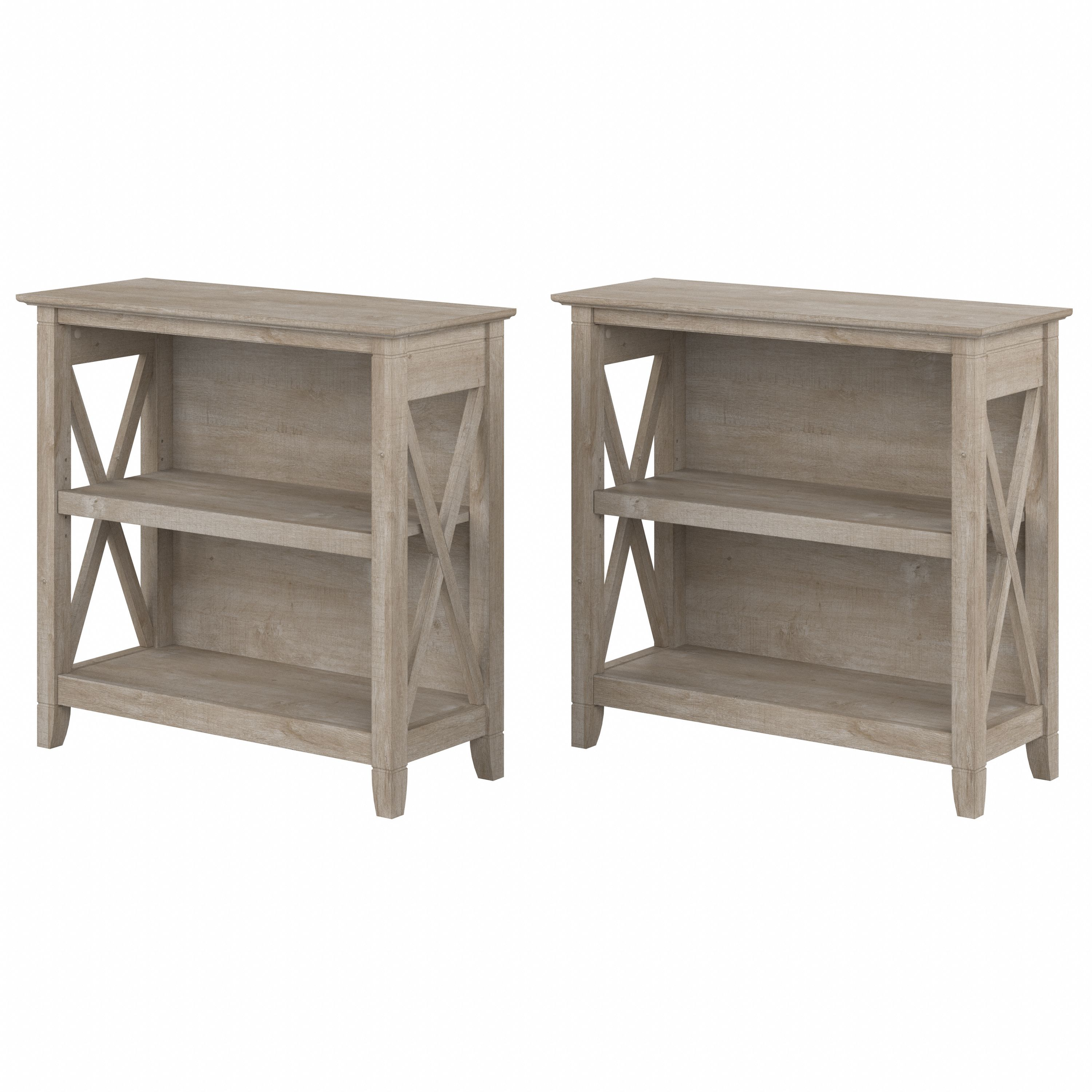 Shop Bush Furniture Key West Small 2 Shelf Bookcase - Set of 2 02 KWS053WG #color_washed gray