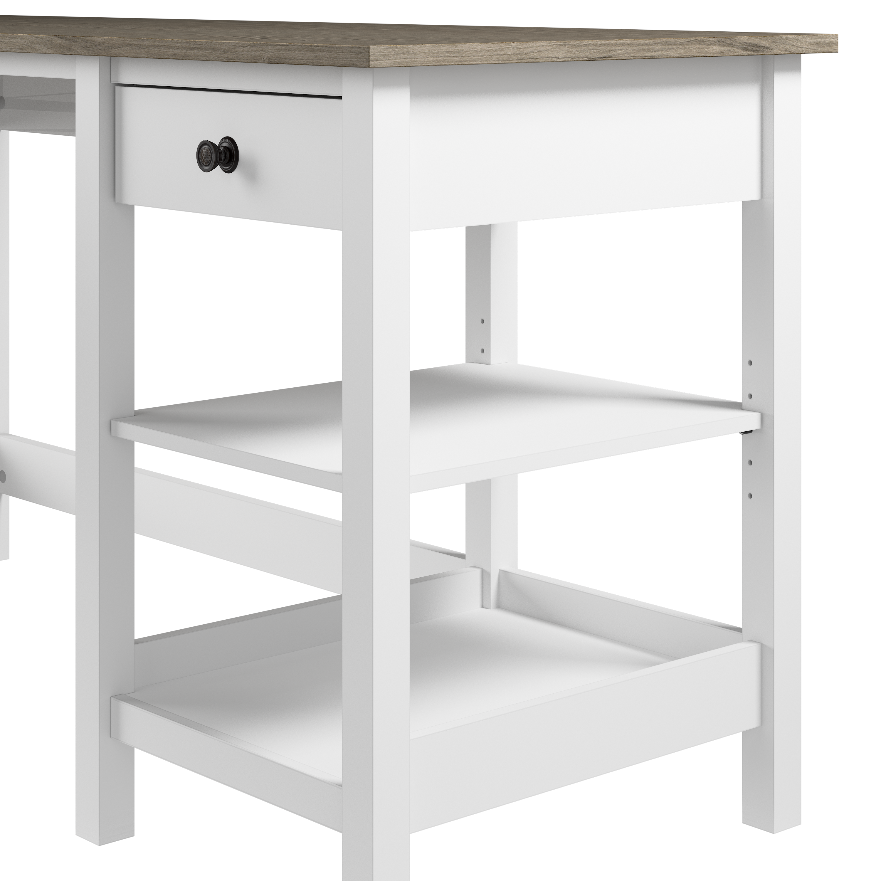 Shop Bush Furniture Mayfield 60W L Shaped Computer Desk with Desktop Organizer 04 MAY012GW2 #color_shiplap gray/pure white