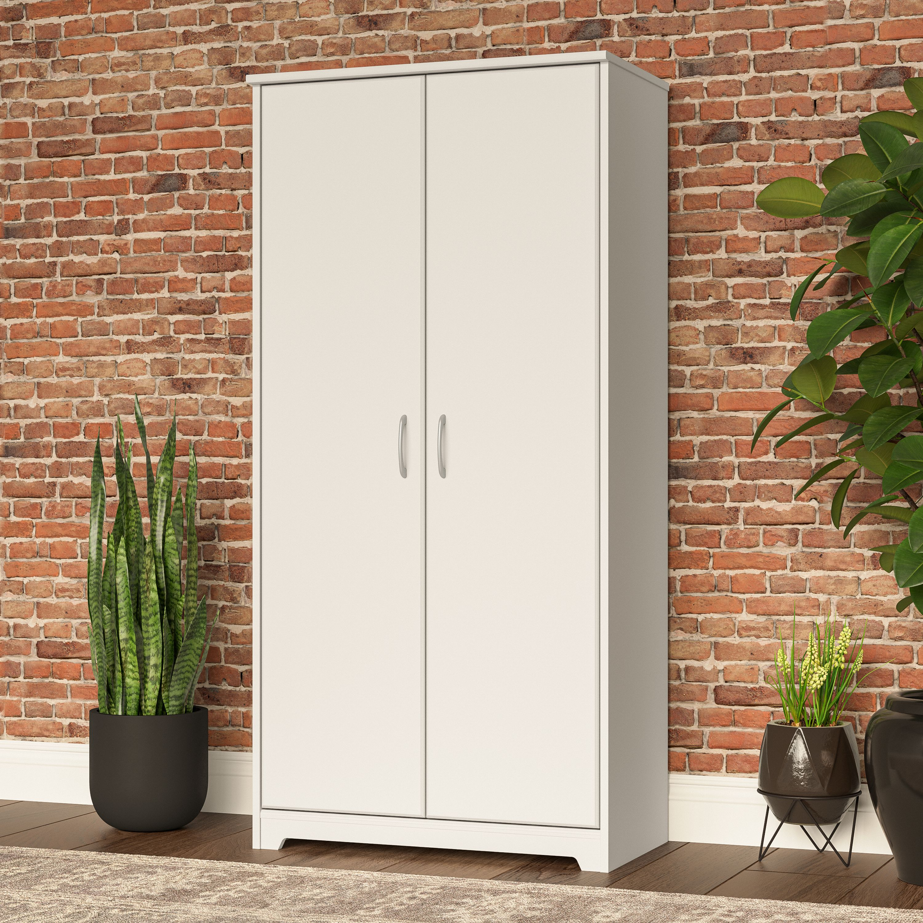 Shop Bush Furniture Cabot Tall Storage Cabinet with Doors 01 WC31999 #color_white
