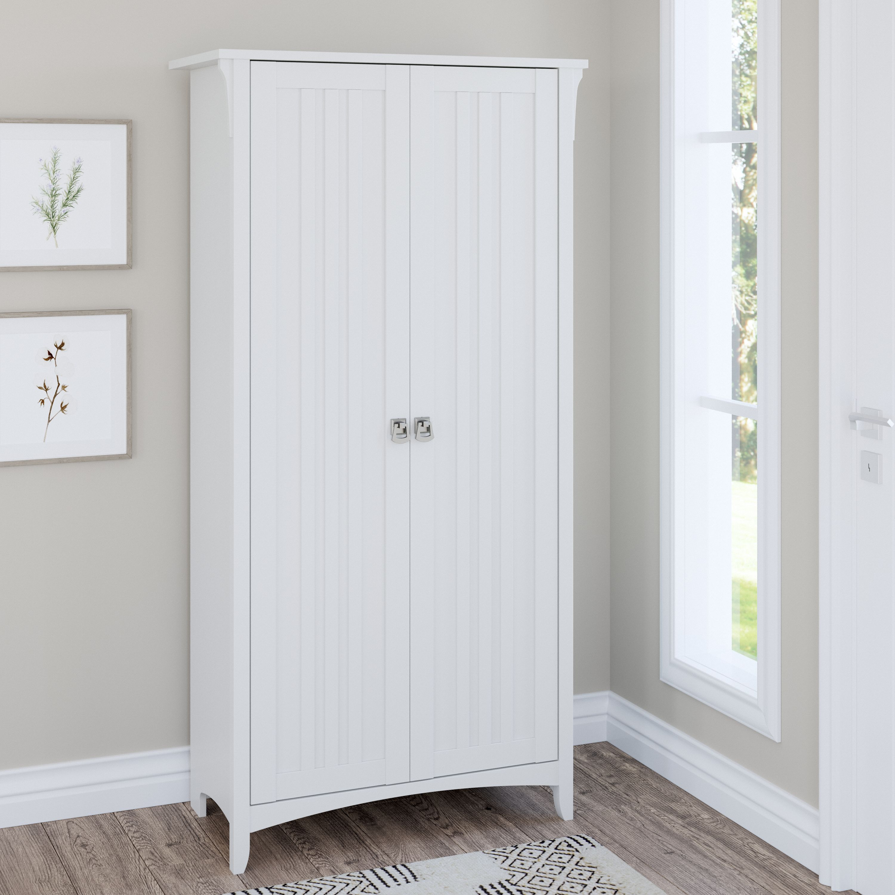 Shop Bush Furniture Salinas Tall Storage Cabinet with Doors 01 SAS332G2W-03 #color_pure white