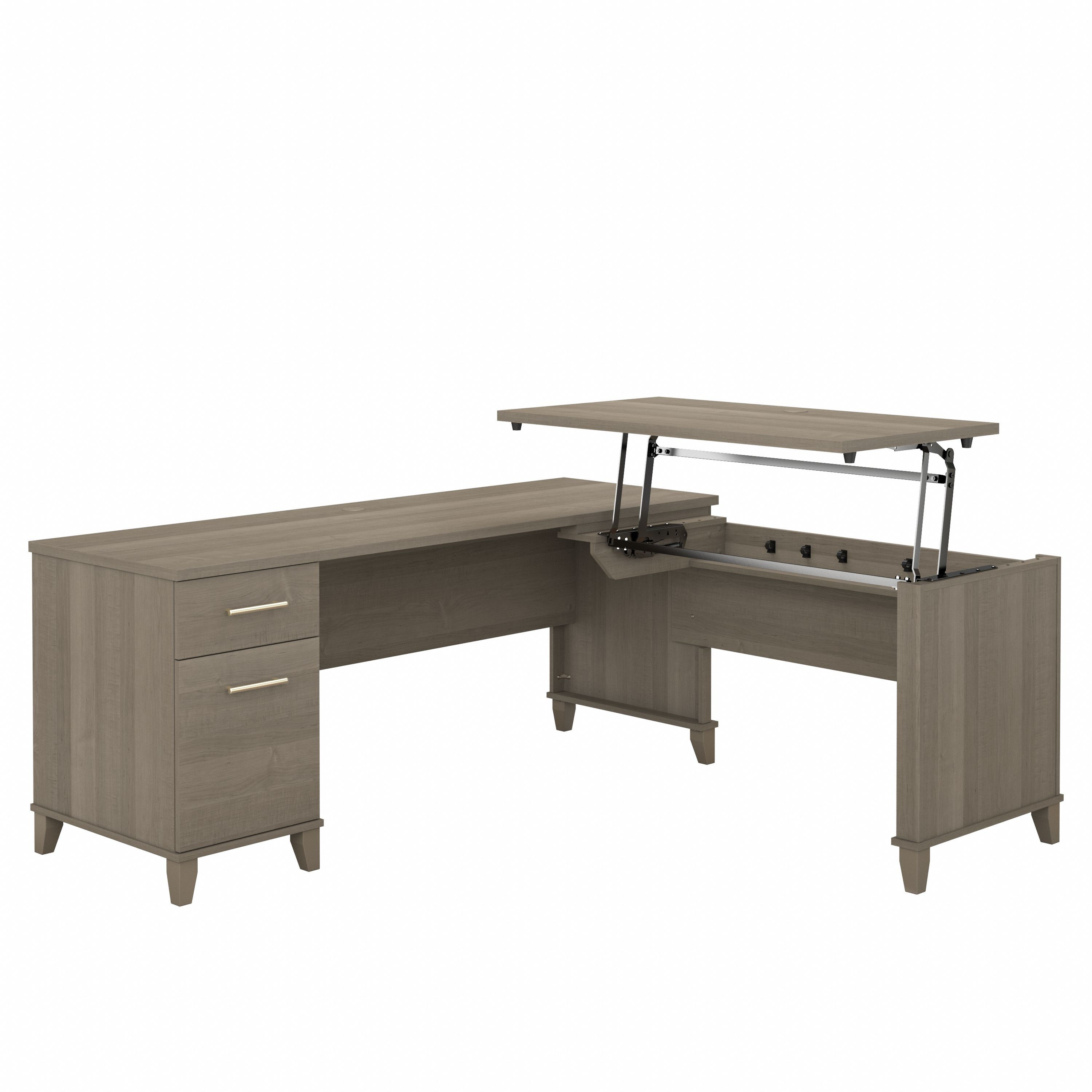Shop Bush Furniture Somerset 72W 3 Position Sit to Stand L Shaped Desk 02 SET014AG #color_ash gray