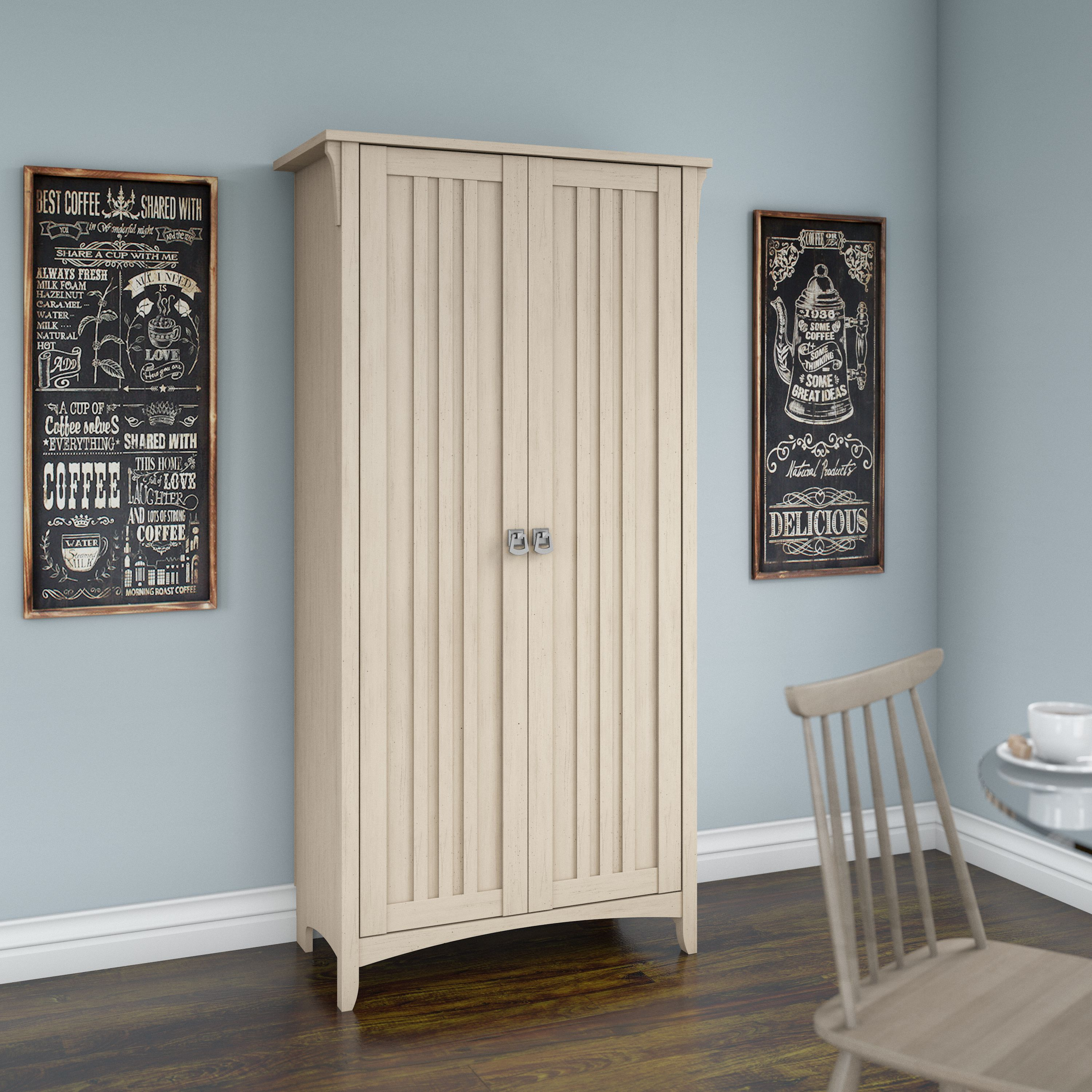 Shop Bush Furniture Salinas Kitchen Pantry Cabinet with Doors 01 SAL014AW #color_antique white
