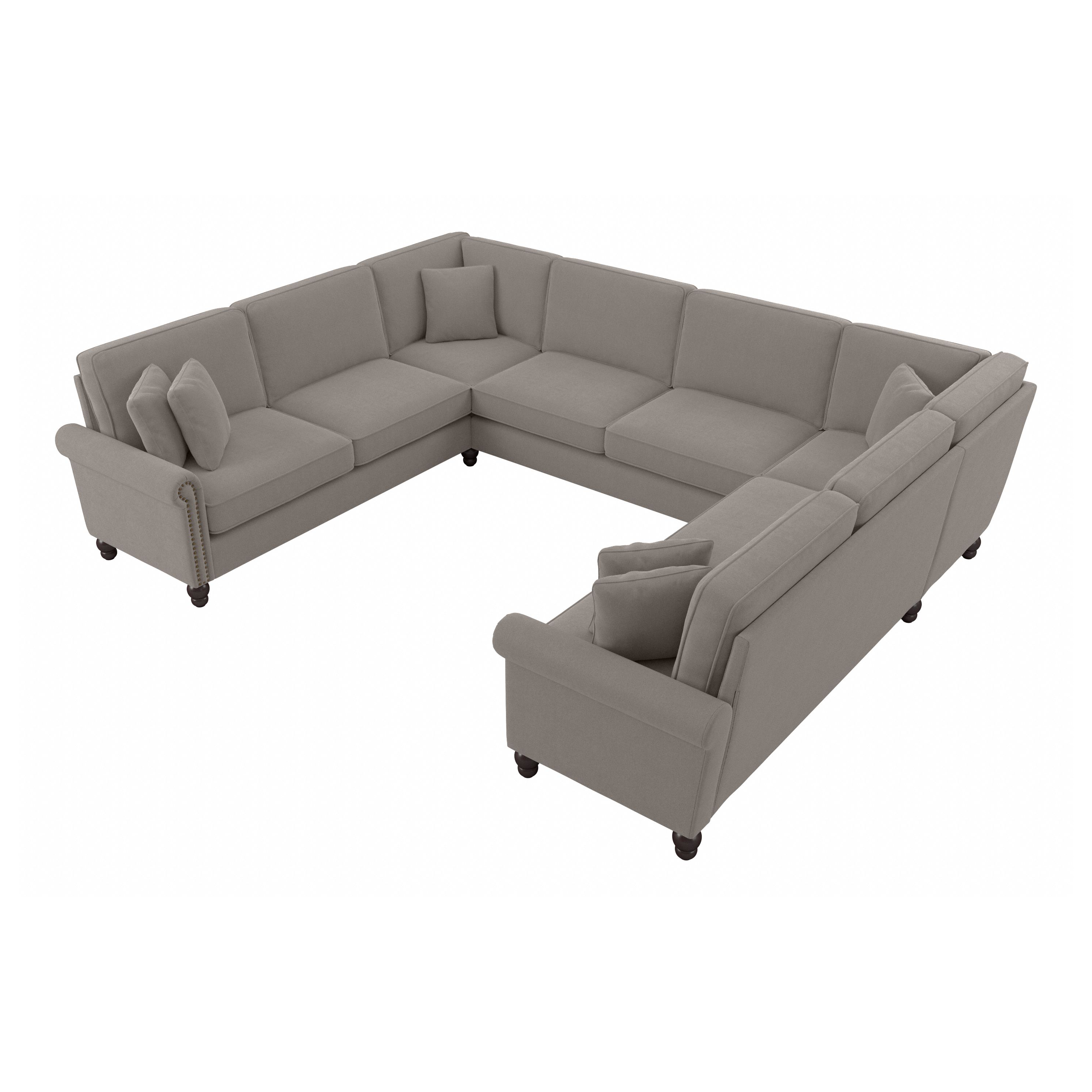 Shop Bush Furniture Coventry 125W U Shaped Sectional Couch 02 CVY123BBGH-03K #color_beige herringbone fabric