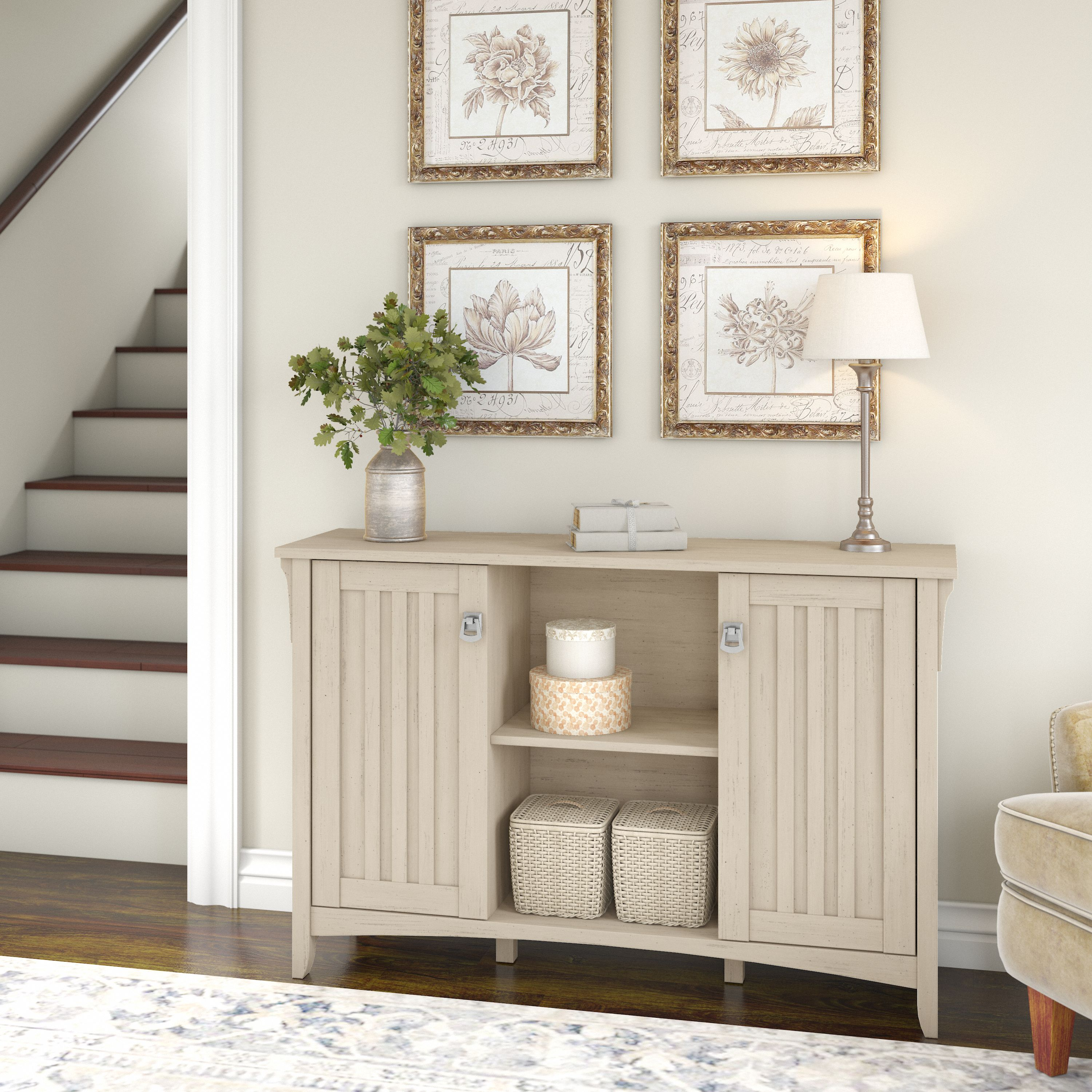 Shop Bush Furniture Salinas Accent Storage Cabinet with Doors 01 SAS147AW-03 #color_antique white