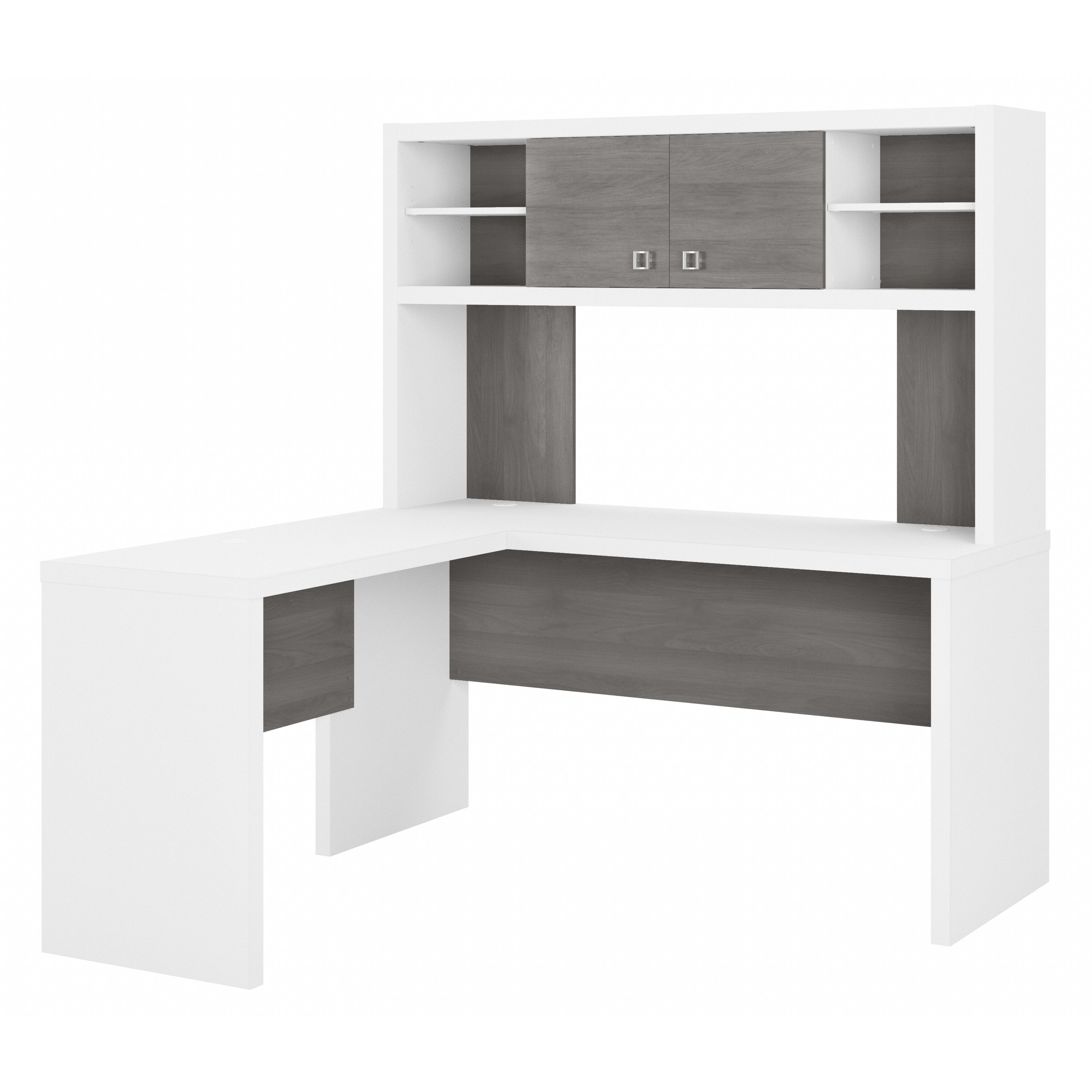 Shop Bush Business Furniture Echo L Shaped Desk with Hutch 02 ECH031WHMG #color_pure white/modern gray