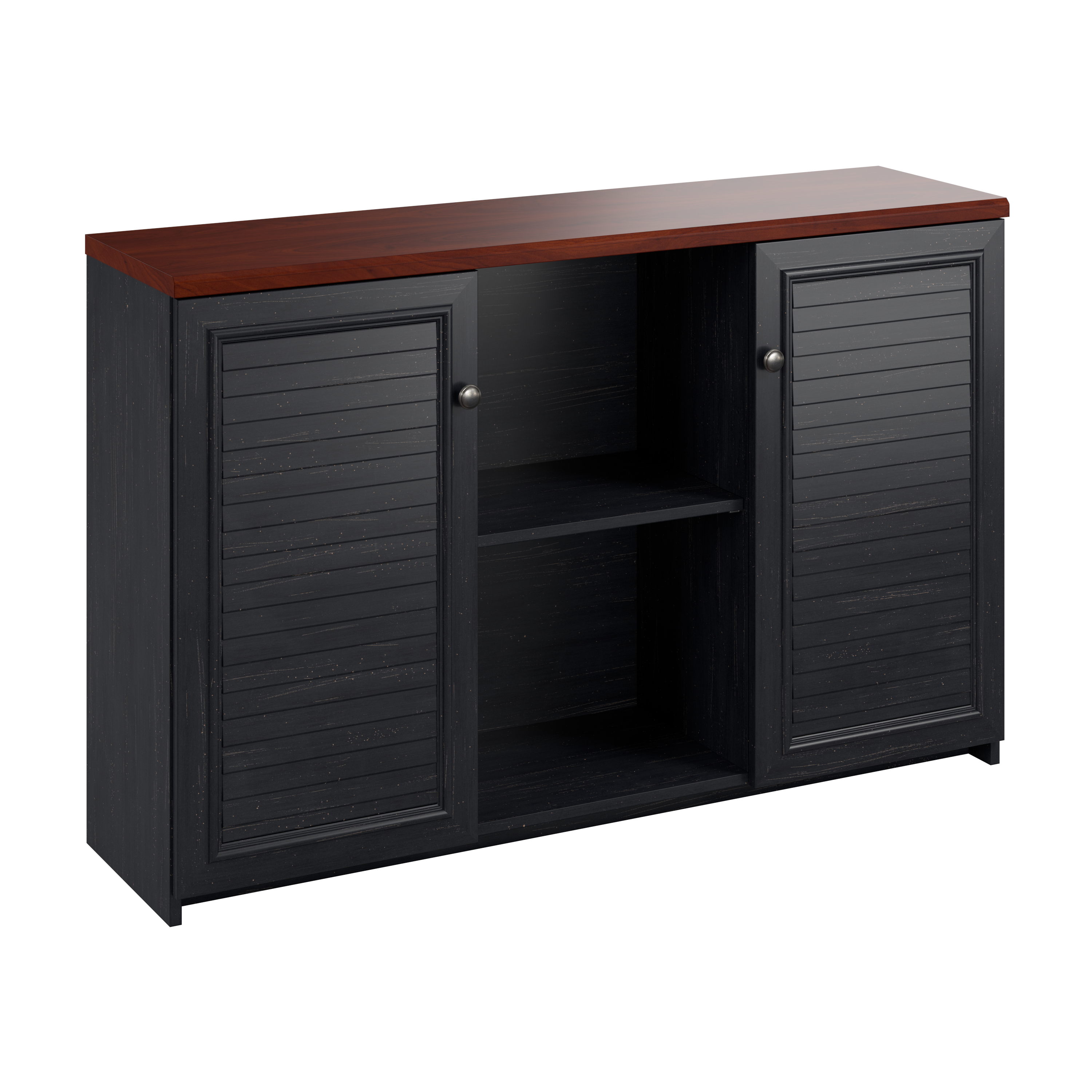 Shop Bush Furniture Fairview Accent Cabinet with Doors 02 WC53948-03 #color_antique black/hansen cherry