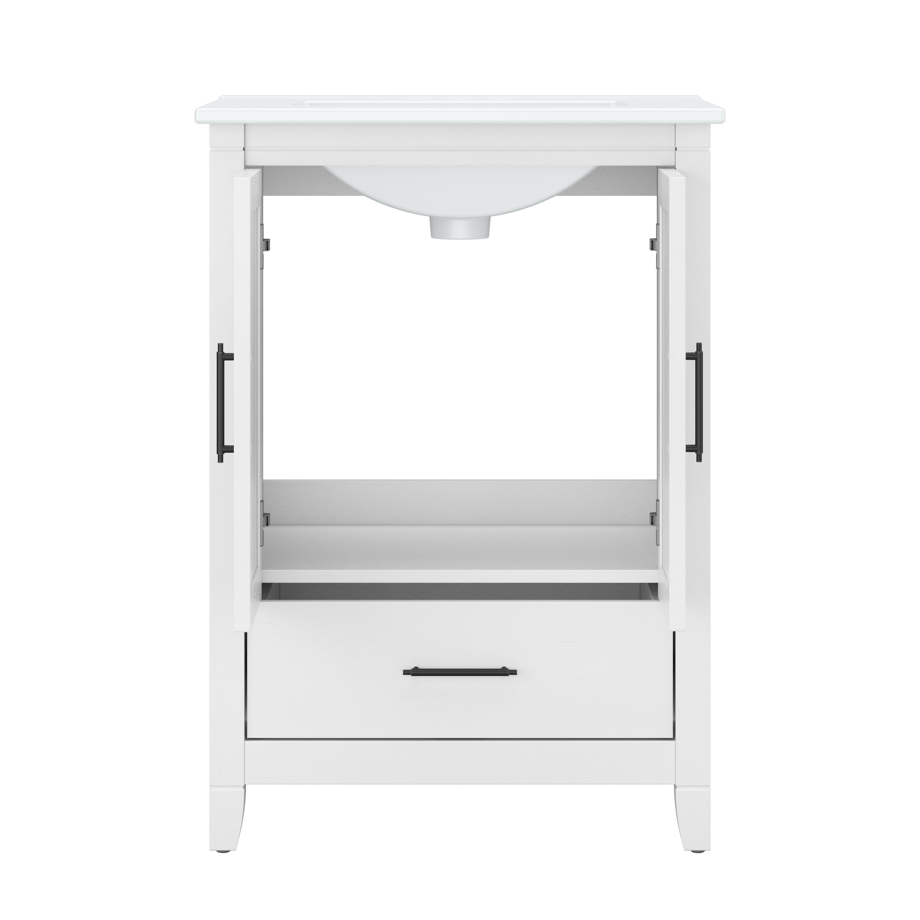 Shop Bush Furniture Key West 64W Double Vanity Set with Sinks and Medicine Cabinets 04 KWS042WAS #color_white ash