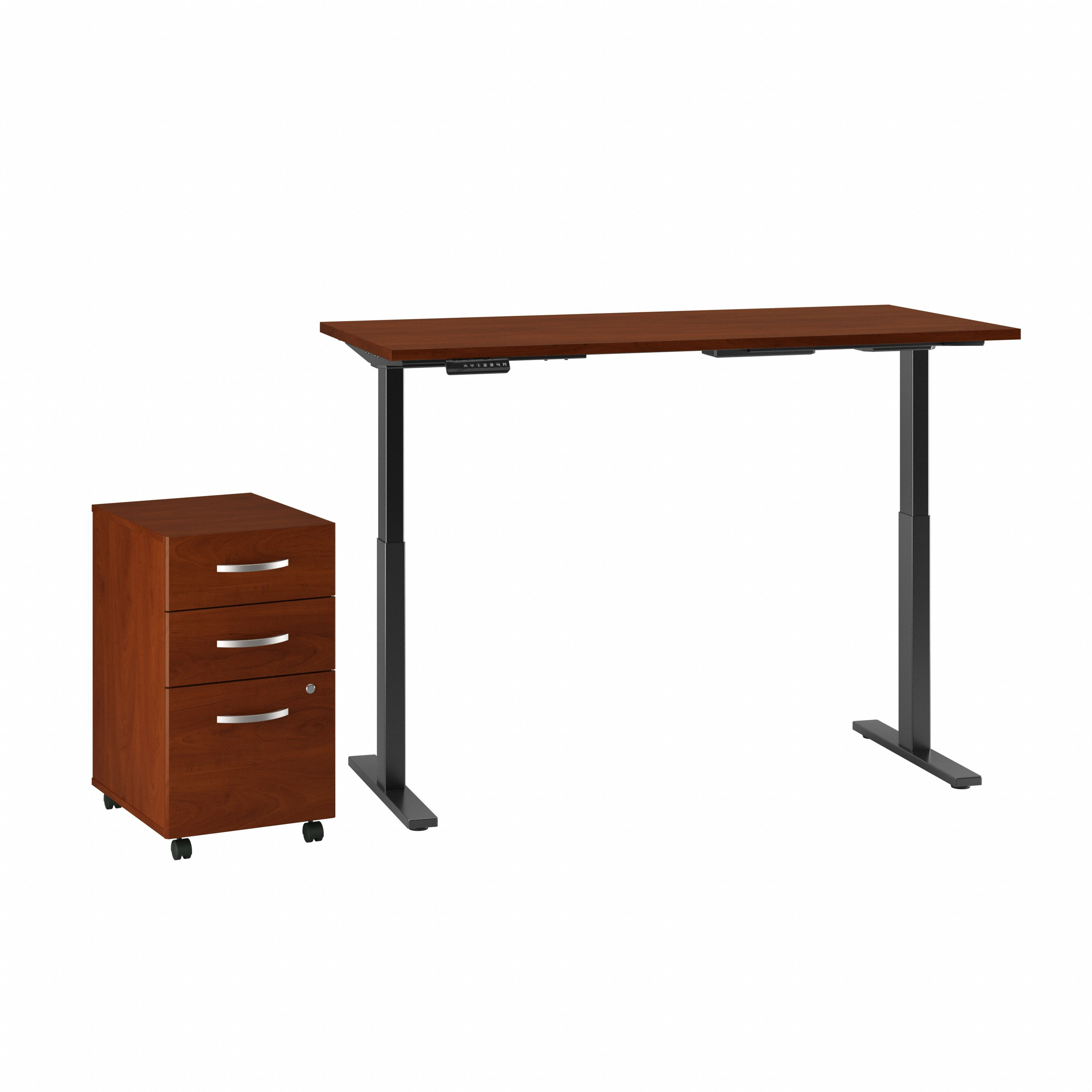 Shop Move 60 Series by Bush Business Furniture 72W x 30D Height Adjustable Standing Desk with Storage 02 M6S006HC #color_hansen cherry/black powder coat