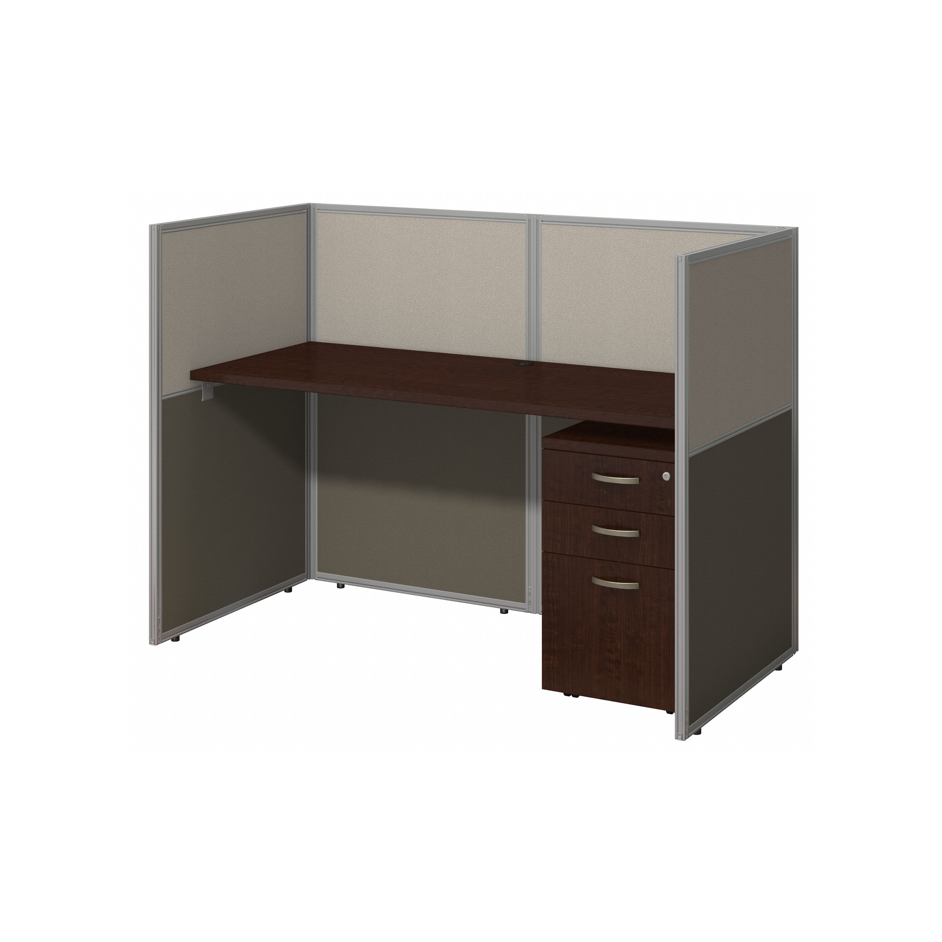 Shop Bush Business Furniture Easy Office 60W Cubicle Desk with File Cabinet and 45H Closed Panels Workstation 02 EOD260SMR-03K #color_mocha cherry