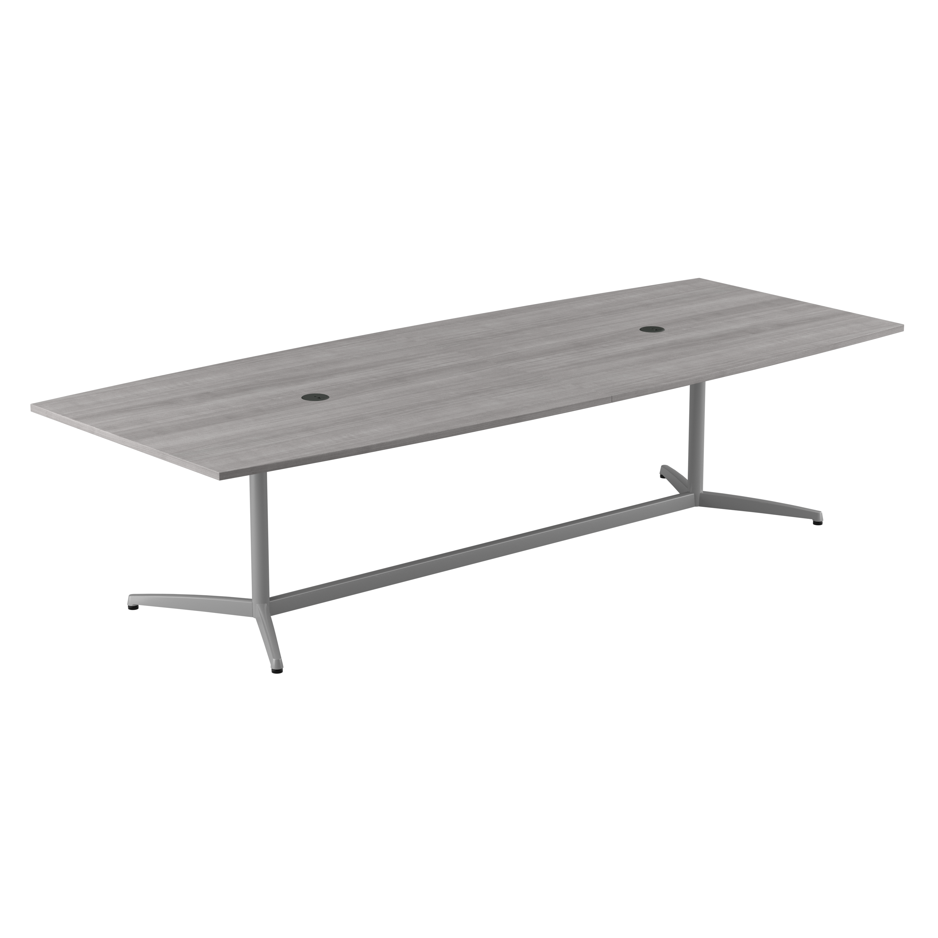 Shop Bush Business Furniture 120W x 48D Boat Shaped Conference Table with Metal Base 02 99TBM120PGSVK #color_platinum gray