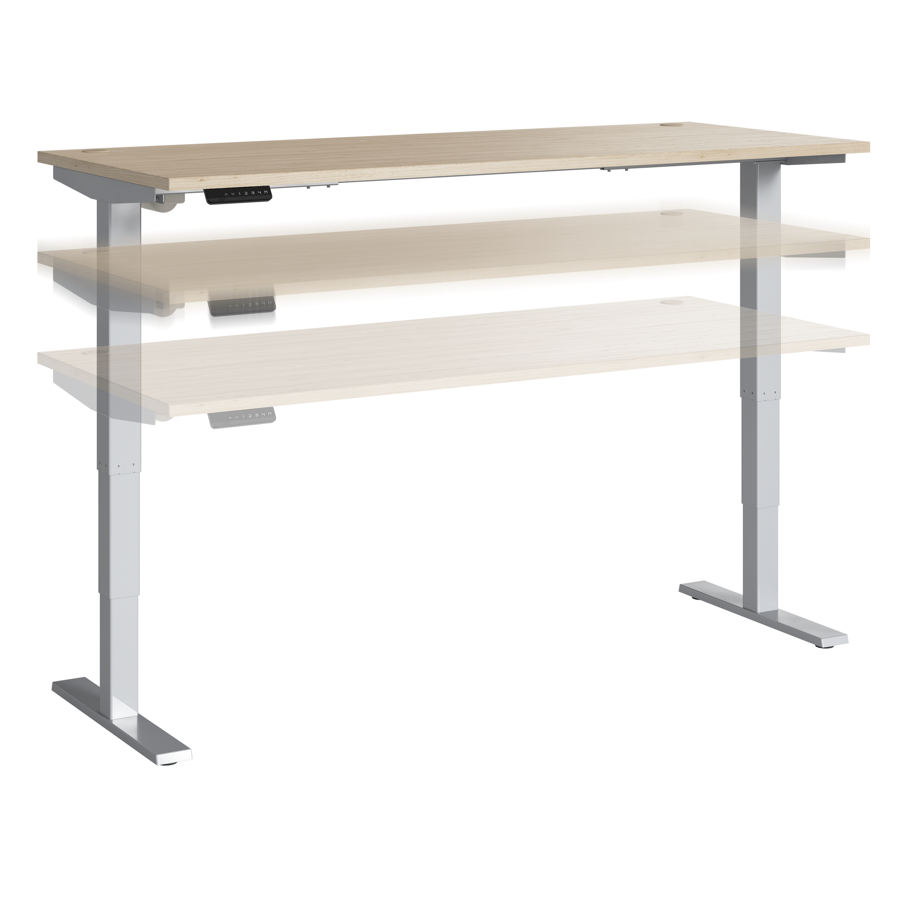 Shop Move 40 Series by Bush Business Furniture 72W x 30D Electric Height Adjustable Standing Desk 02 M4S7230NESK #color_natural elm/cool gray metallic