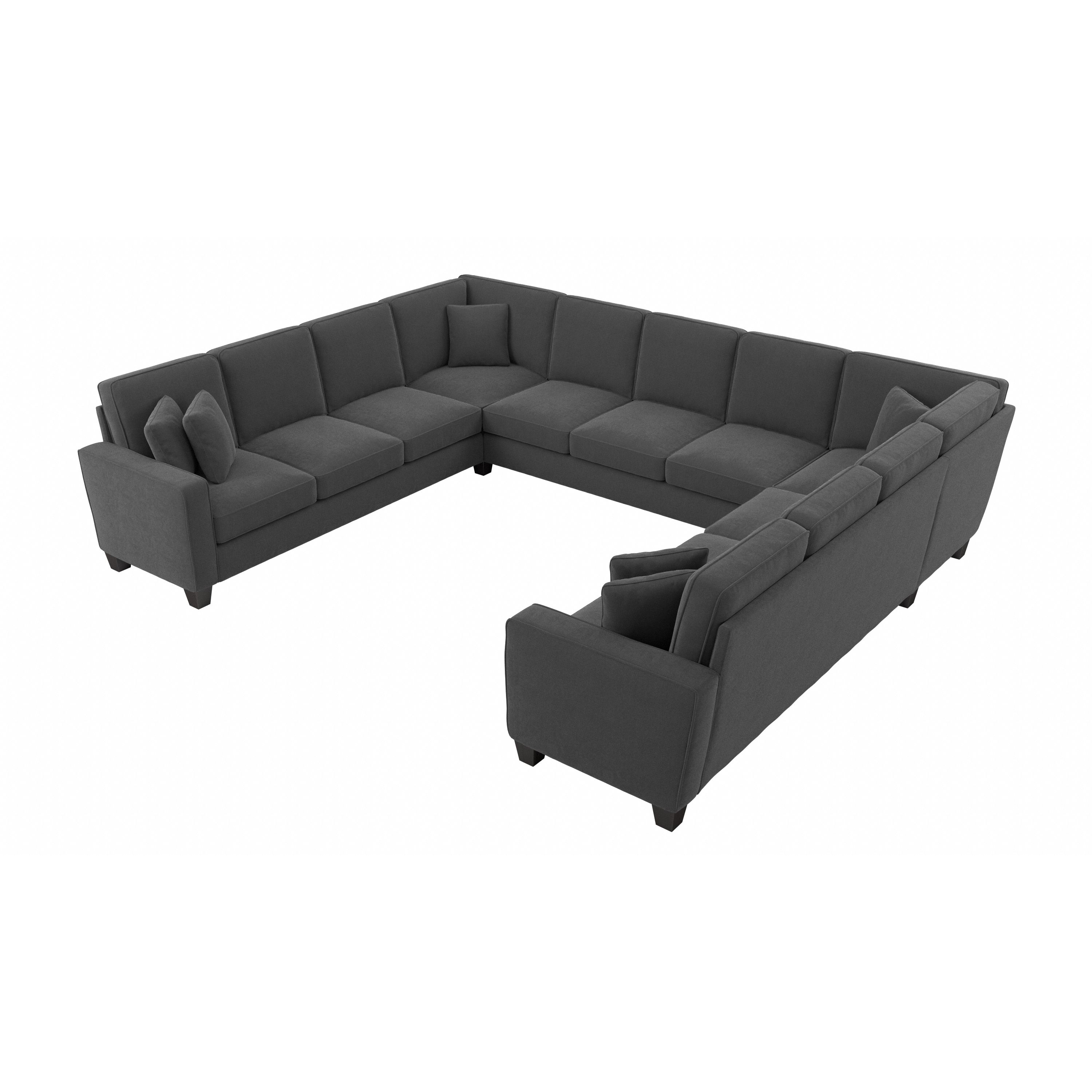 Shop Bush Furniture Stockton 137W U Shaped Sectional Couch 02 SNY135SCGH-03K #color_charcoal gray herringbone fabr