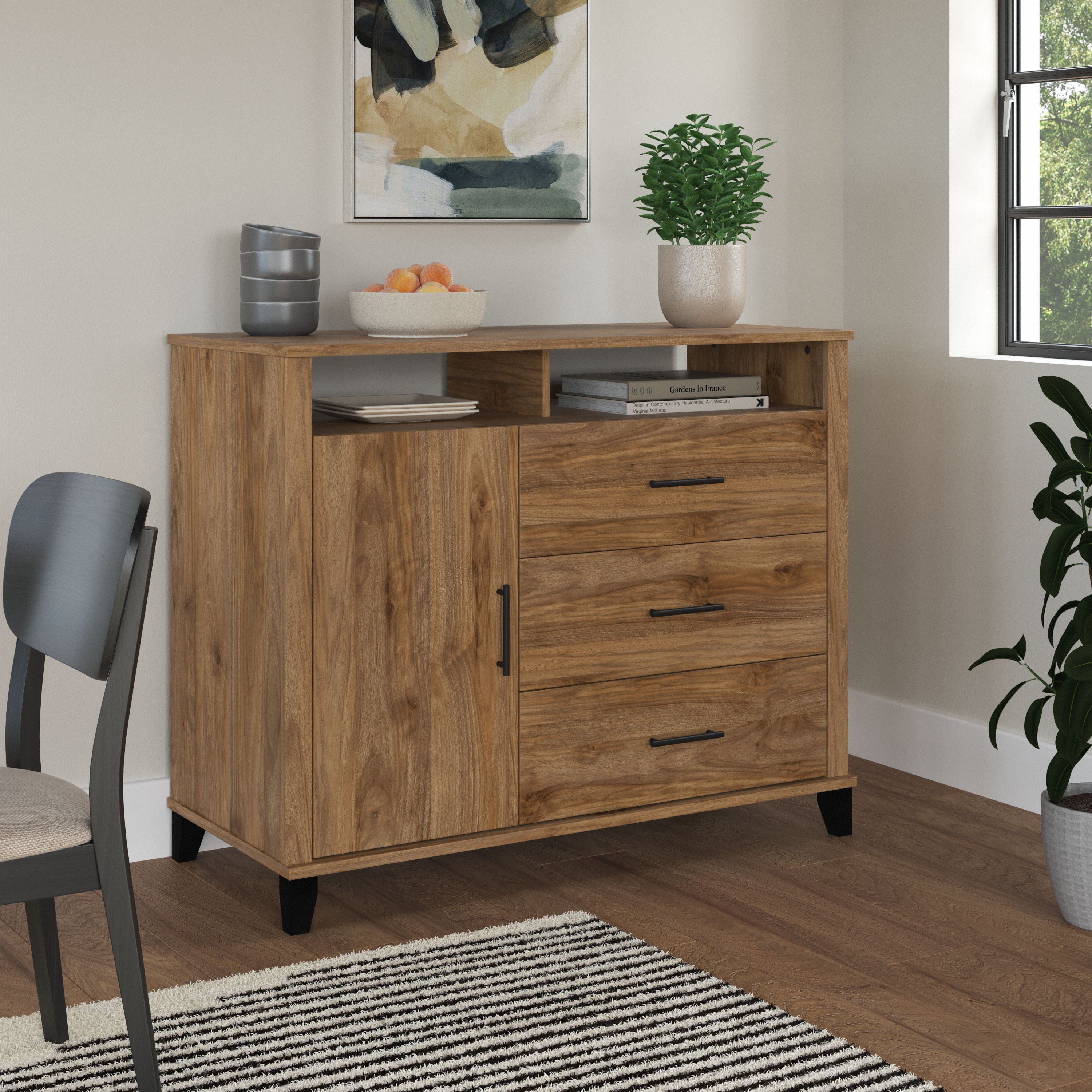 Shop Bush Furniture Somerset Tall Sideboard Buffet Cabinet 01 STV148FWK-Z1 #color_fresh walnut