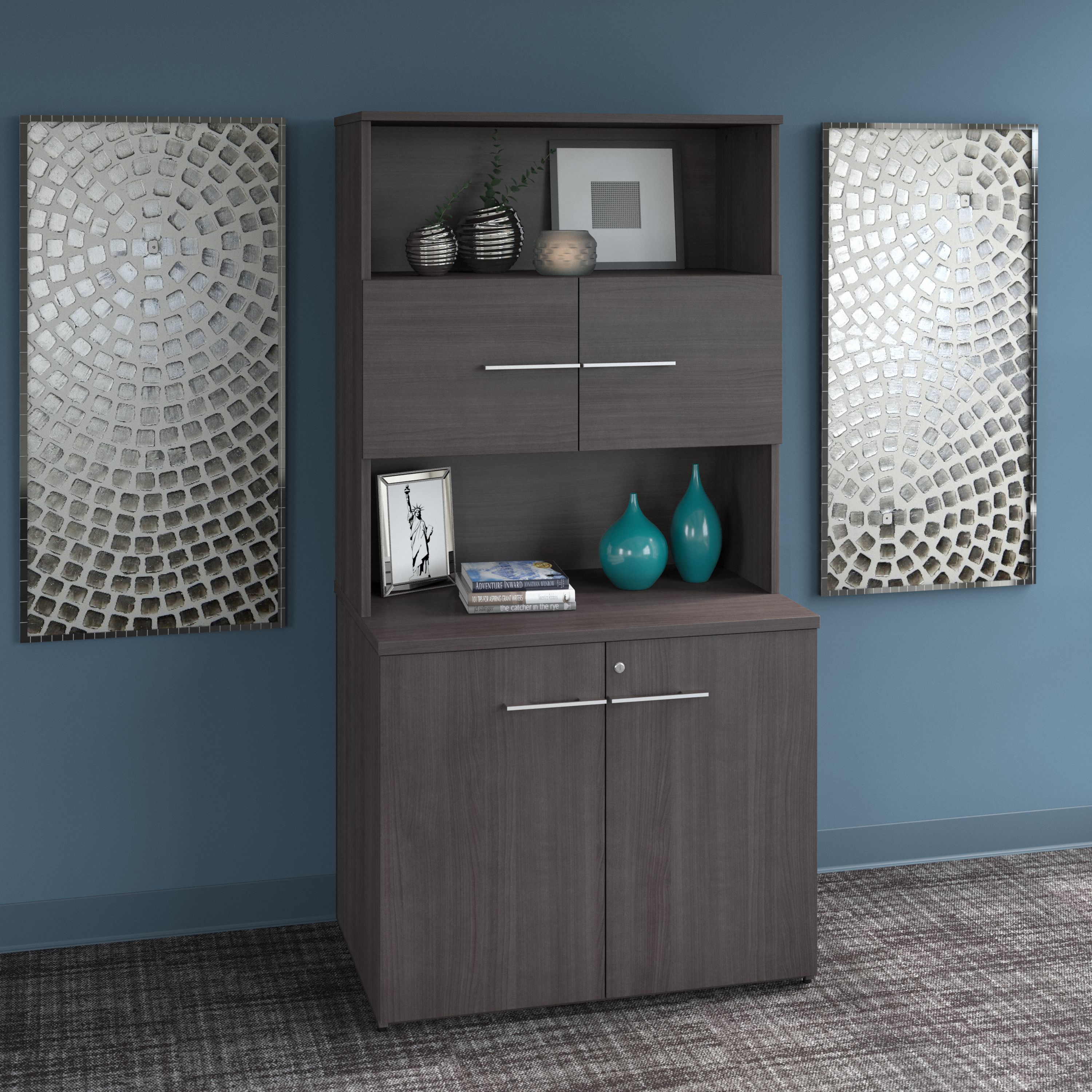Shop Bush Business Furniture Office 500 36W Tall Storage Cabinet with Doors and Shelves 01 OF5008SGSU #color_storm gray
