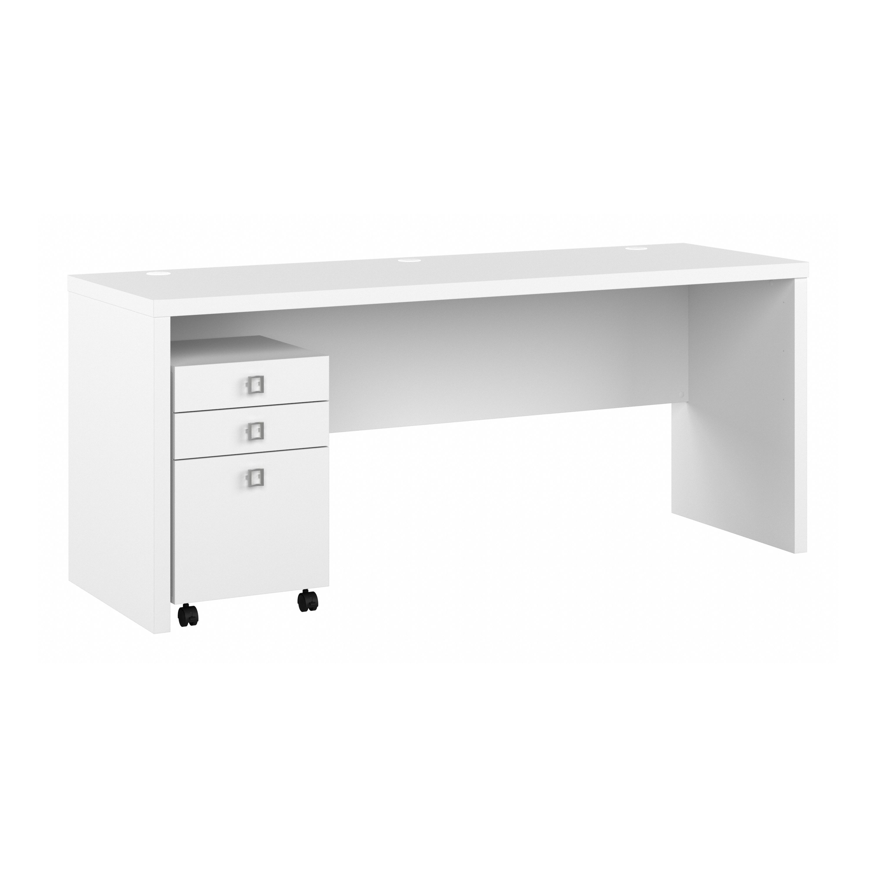 Shop Bush Business Furniture Echo 72W Computer Desk with 3 Drawer Mobile File Cabinet 02 ECH047PW #color_pure white