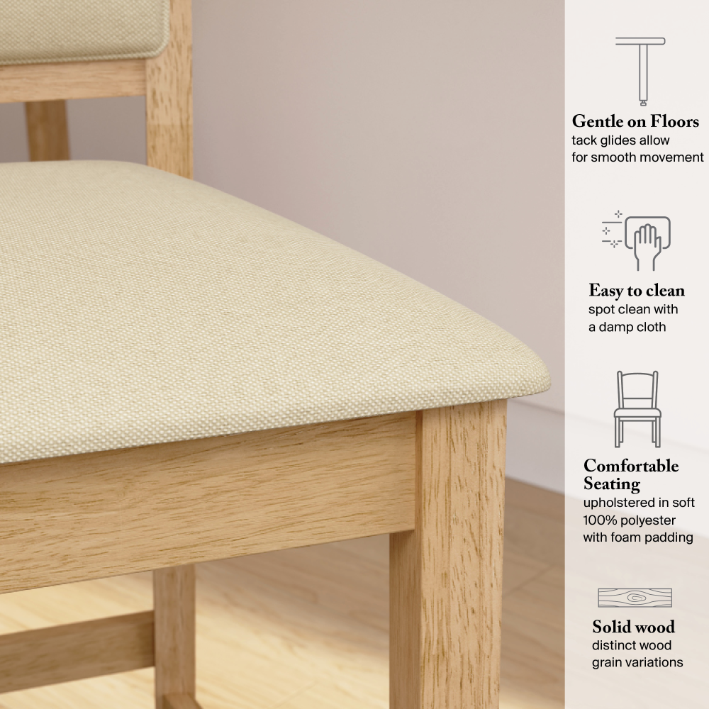 Shop Bush Home Key West Upholstered Cross Back Dining Counter Stool, Image 05, KWCH02BO-03, #color_blonde oak/bright beige