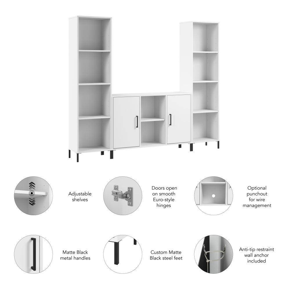 Shop Bush Furniture Essence 77W Entertainment Center, Image 07, ESE001WH, #color_white