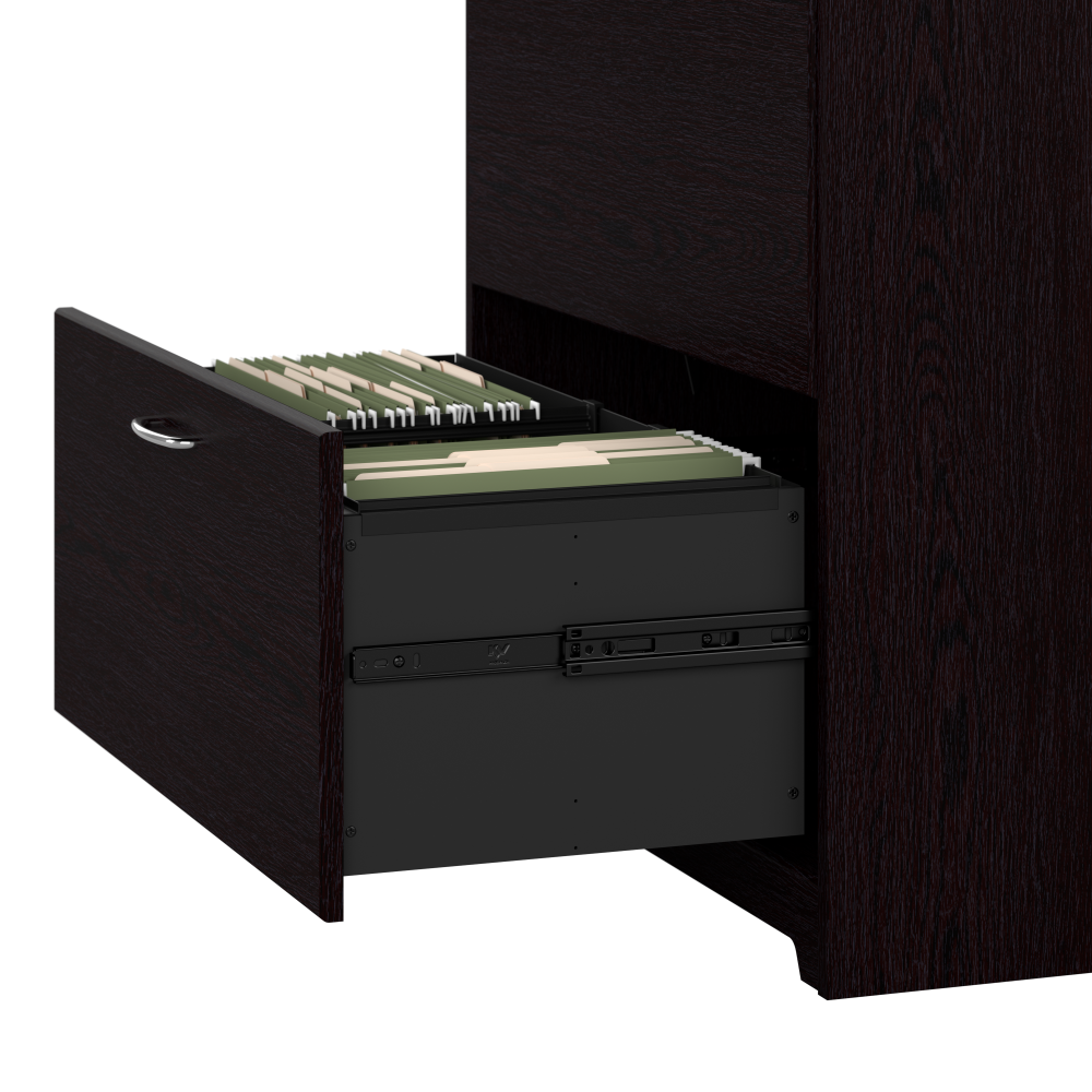 Shop Bush Furniture Cabot 60W L Shaped Computer Desk with Hutch, File Cabinet and Bookcase, Image 05, CAB010EPO, #color_espresso oak