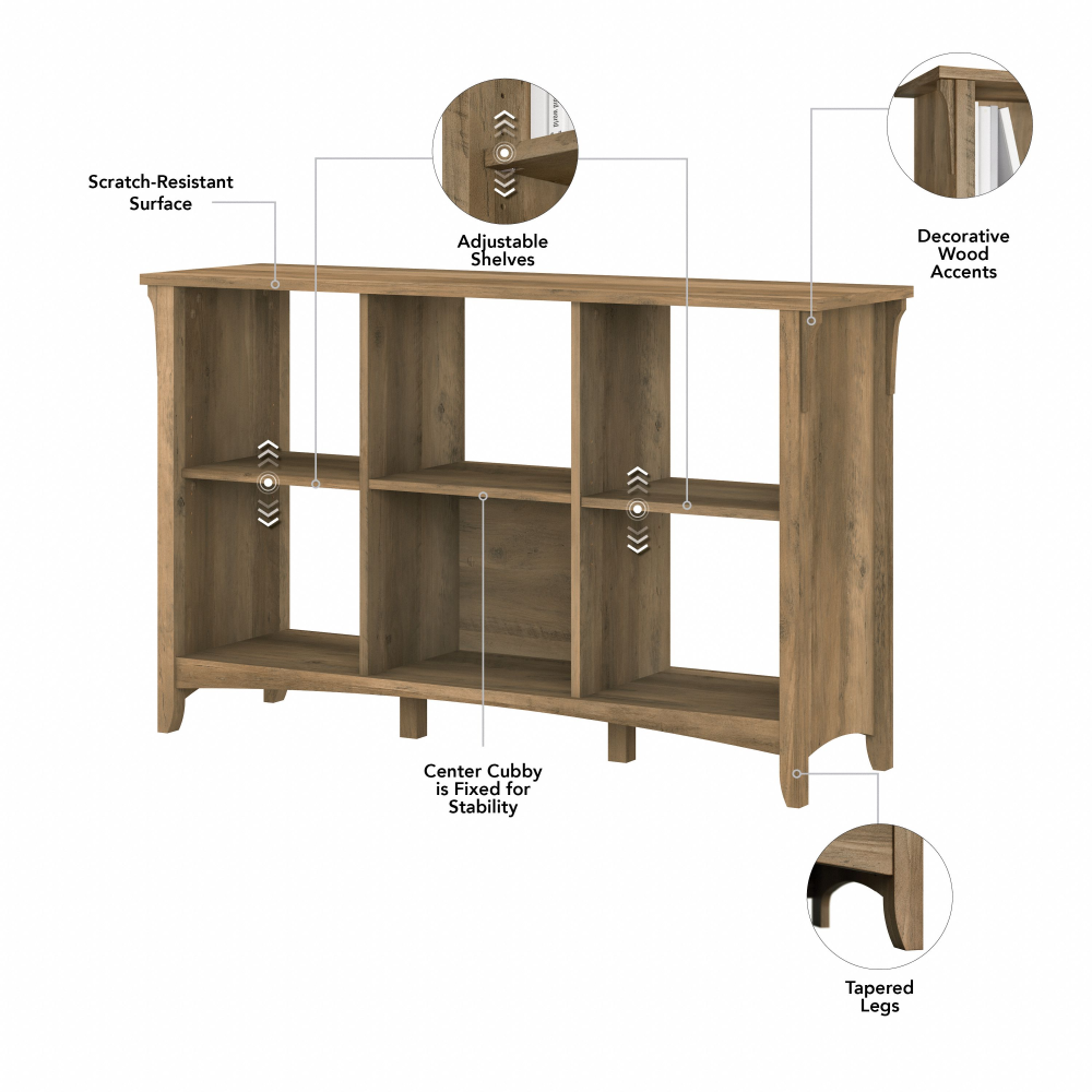 Shop Bush Furniture Salinas 6 Cube Organizer, Image 06, SAB148RCP-03, #color_reclaimed pine