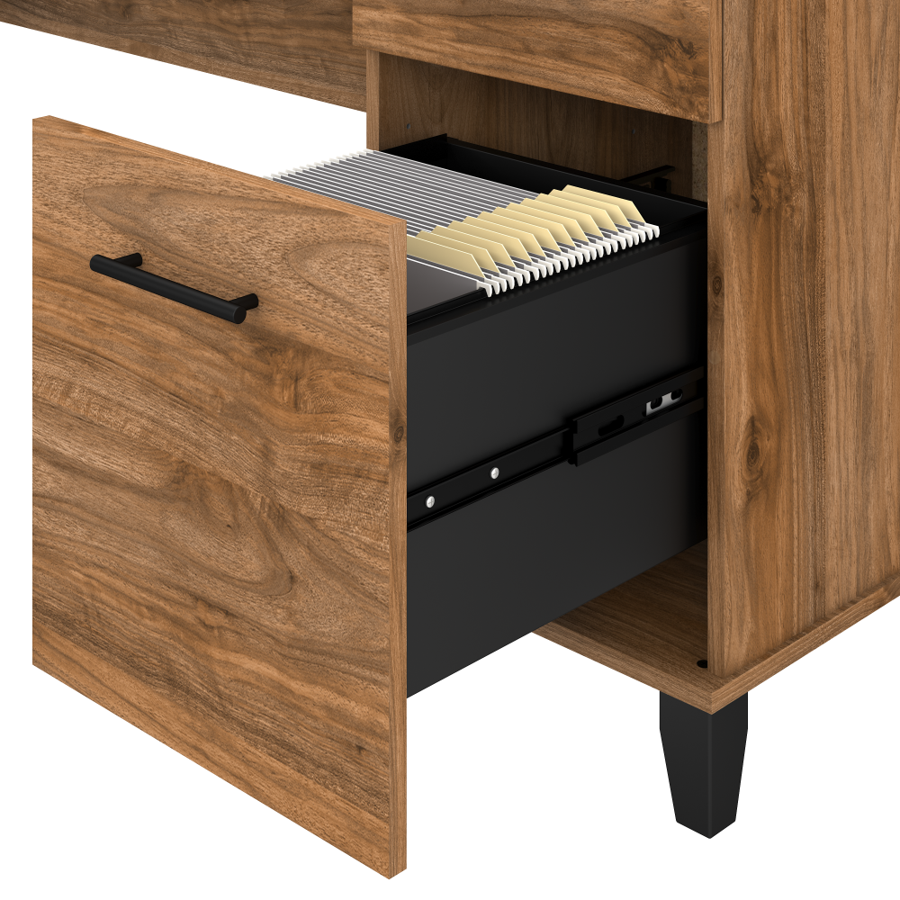 Shop Bush Furniture Somerset 60W L Shaped Desk with Storage, Image 06, WC81330K, #color_fresh walnut