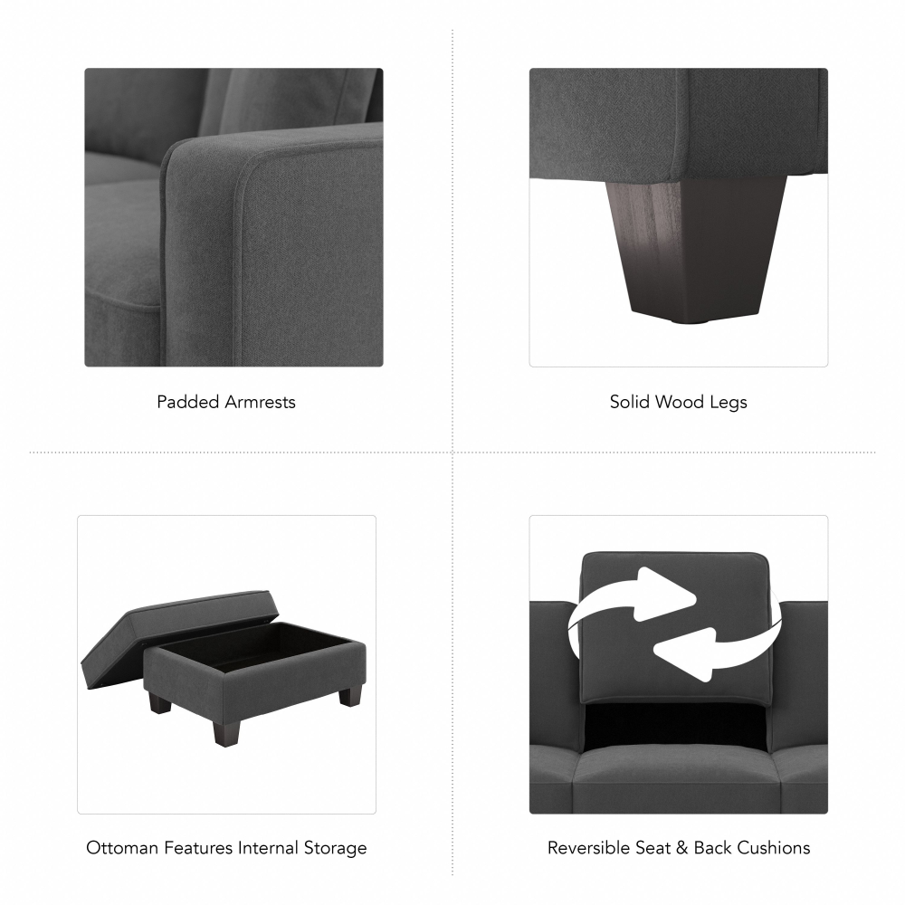 Shop Bush Furniture Stockton Accent Chair with Ottoman Set, Image 06, SKT010CGH, #color_charcoal gray herringbone fabr