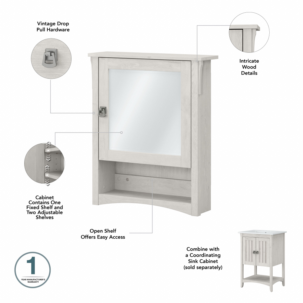 Shop Bush Furniture Salinas 64W Double Vanity Set with Sinks and Medicine Cabinets, Image 07, SAL033LW, #color_linen white oak