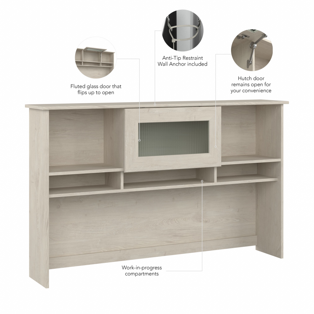 Shop Bush Furniture Cabot 60W Desk Hutch, Image 07, WC31131, #color_linen white oak