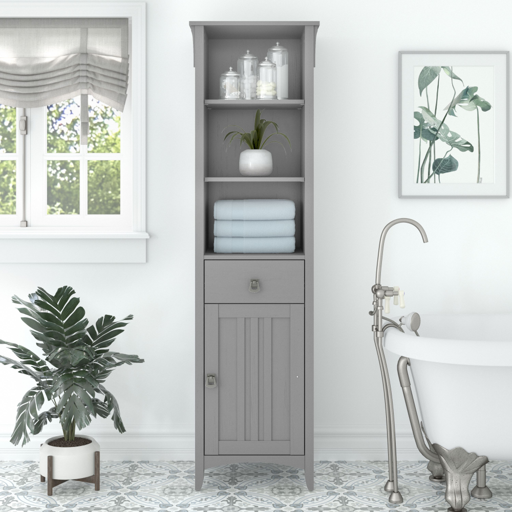 Shop Bush Furniture Salinas Tall Bathroom Storage Cabinet, Image 02, SAS168CG-03, #color_cape cod gray