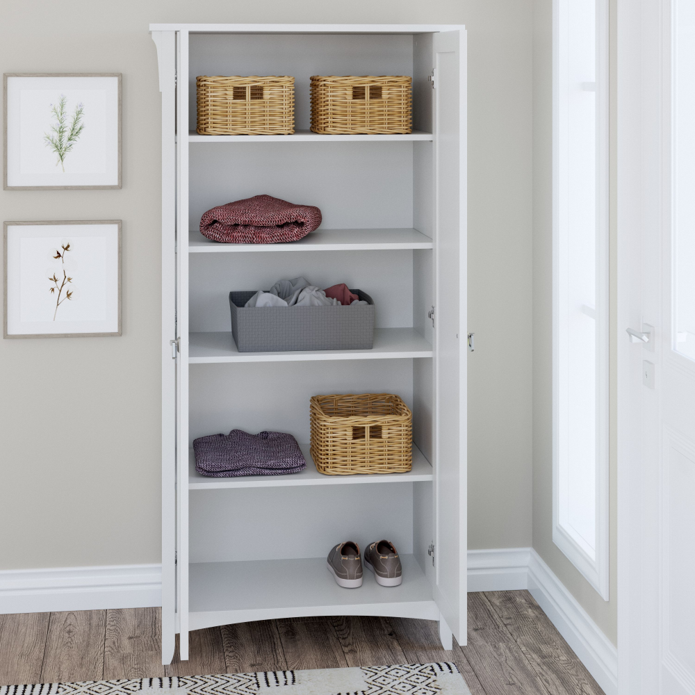 Shop Bush Furniture Salinas Tall Storage Cabinet with Doors, Image 04, SAS332G2W-03, #color_pure white