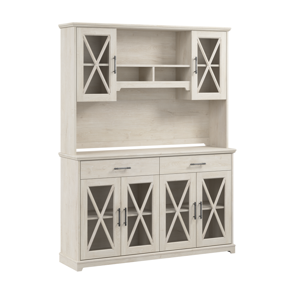 Shop Bush Furniture Lennox 60W Farmhouse Sideboard Buffet Cabinet with Hutch, Image 01, LEN017LW, #color_linen white oak
