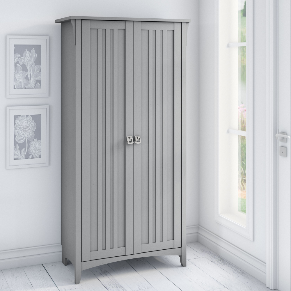 Shop Bush Furniture Salinas Tall Storage Cabinet with Doors, Image 02, SAS332CG-03, #color_cape cod gray