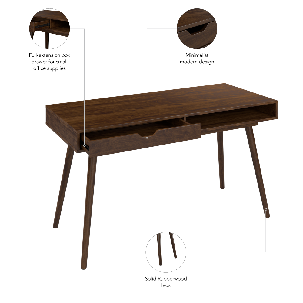 Shop Bush Furniture Nora 54W Writing Desk, Image 08, NRD154DW-03, #color_dark walnut