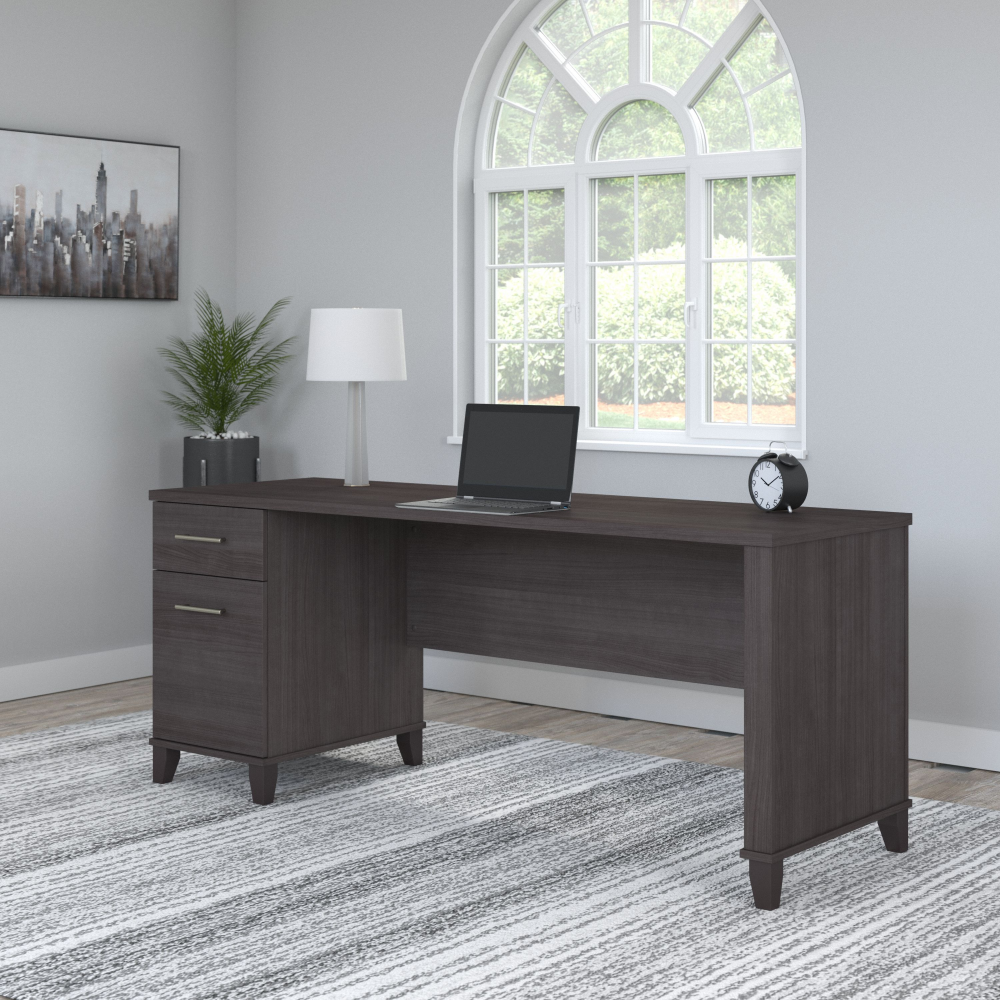 Shop Bush Furniture Somerset 72W Office Desk with Drawers, Image 02, WC81572, #color_storm gray