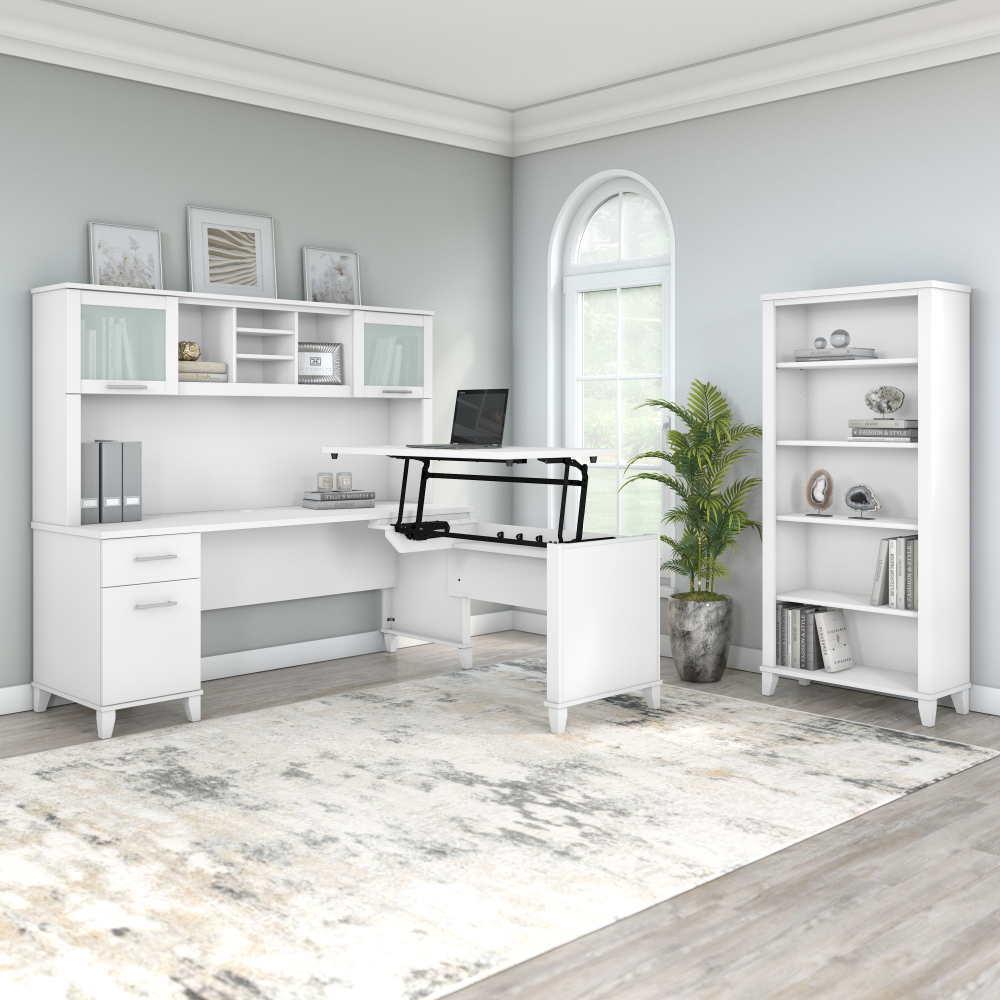 Shop Bush Furniture Somerset 72W Office Desk with Drawers, Image 04, WC81972, #color_white