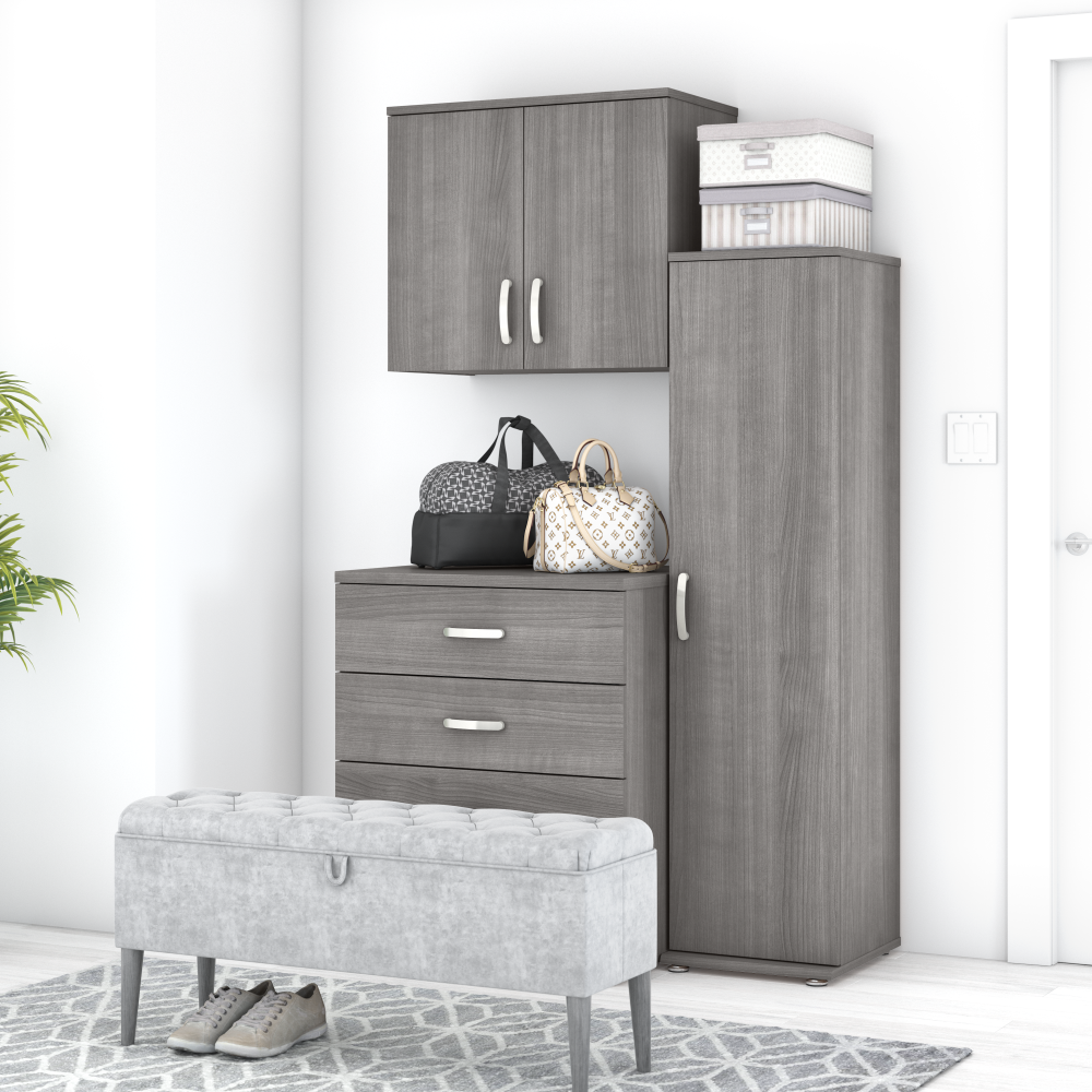 Shop Bush Business Furniture Universal 3 Piece Modular Closet Storage Set with Floor and Wall Cabinets, Image 02, CLS005PG, #color_platinum gray