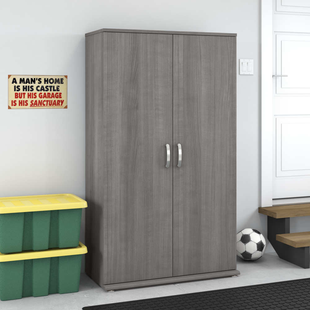 Shop Bush Business Furniture Universal Tall Garage Storage Cabinet with Doors and Shelves, Image 02, GAS136PG-Z, #color_platinum gray