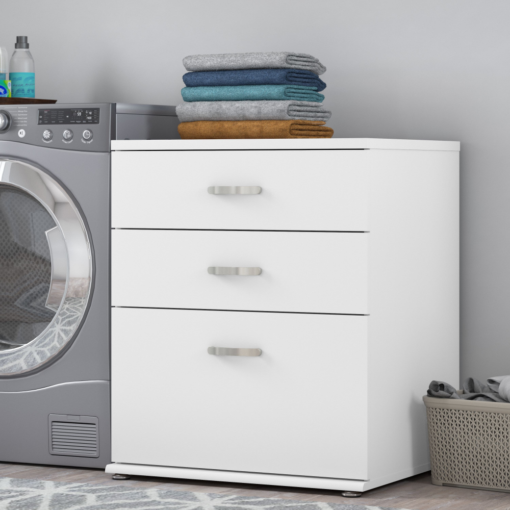 Shop Bush Business Furniture Universal Laundry Room Storage Cabinet with Drawers, Image 02, LNS328WH-Z, #color_white