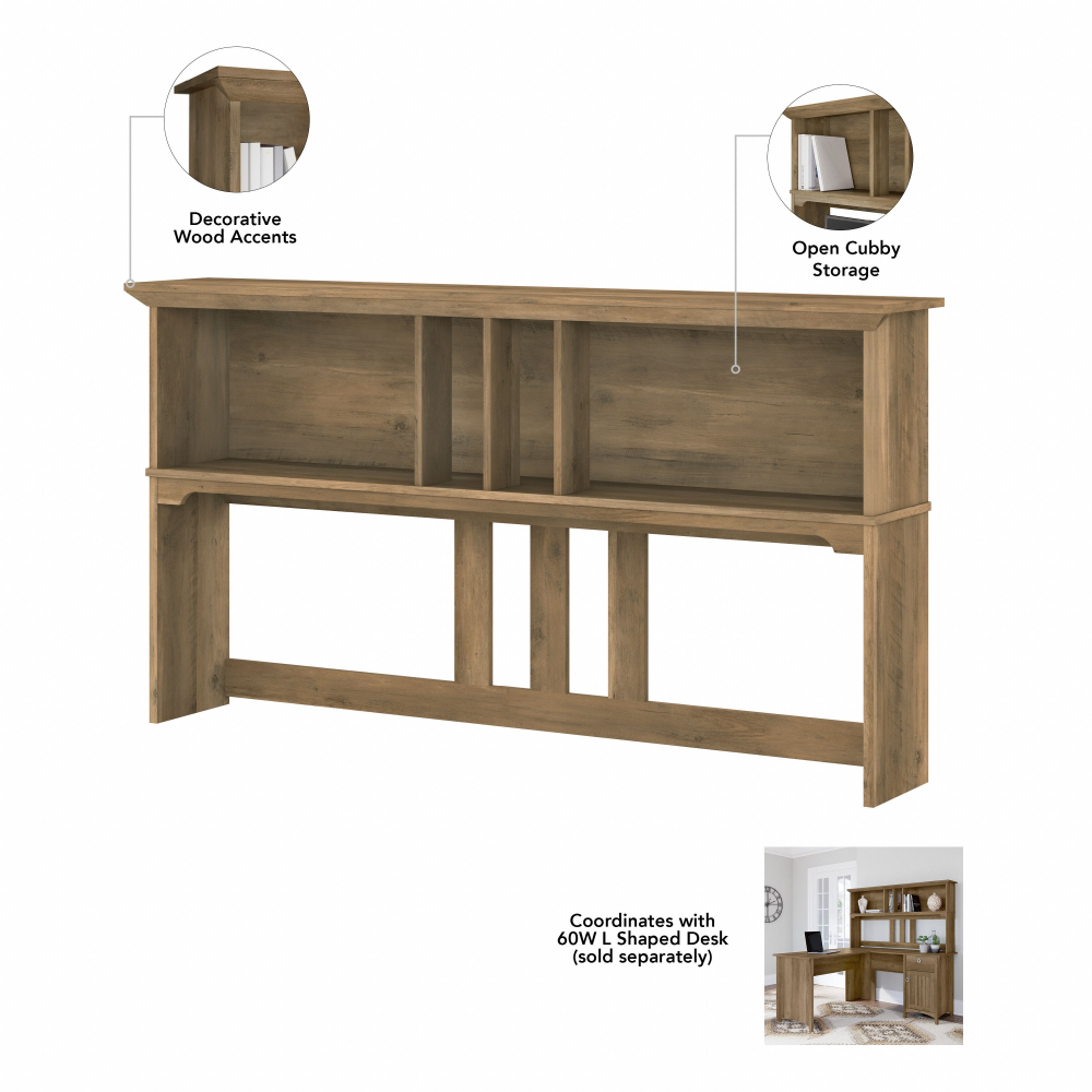 Shop Bush Furniture Salinas 60W L Shaped Desk with Hutch, Image 06, SAL004RCP, #color_reclaimed pine