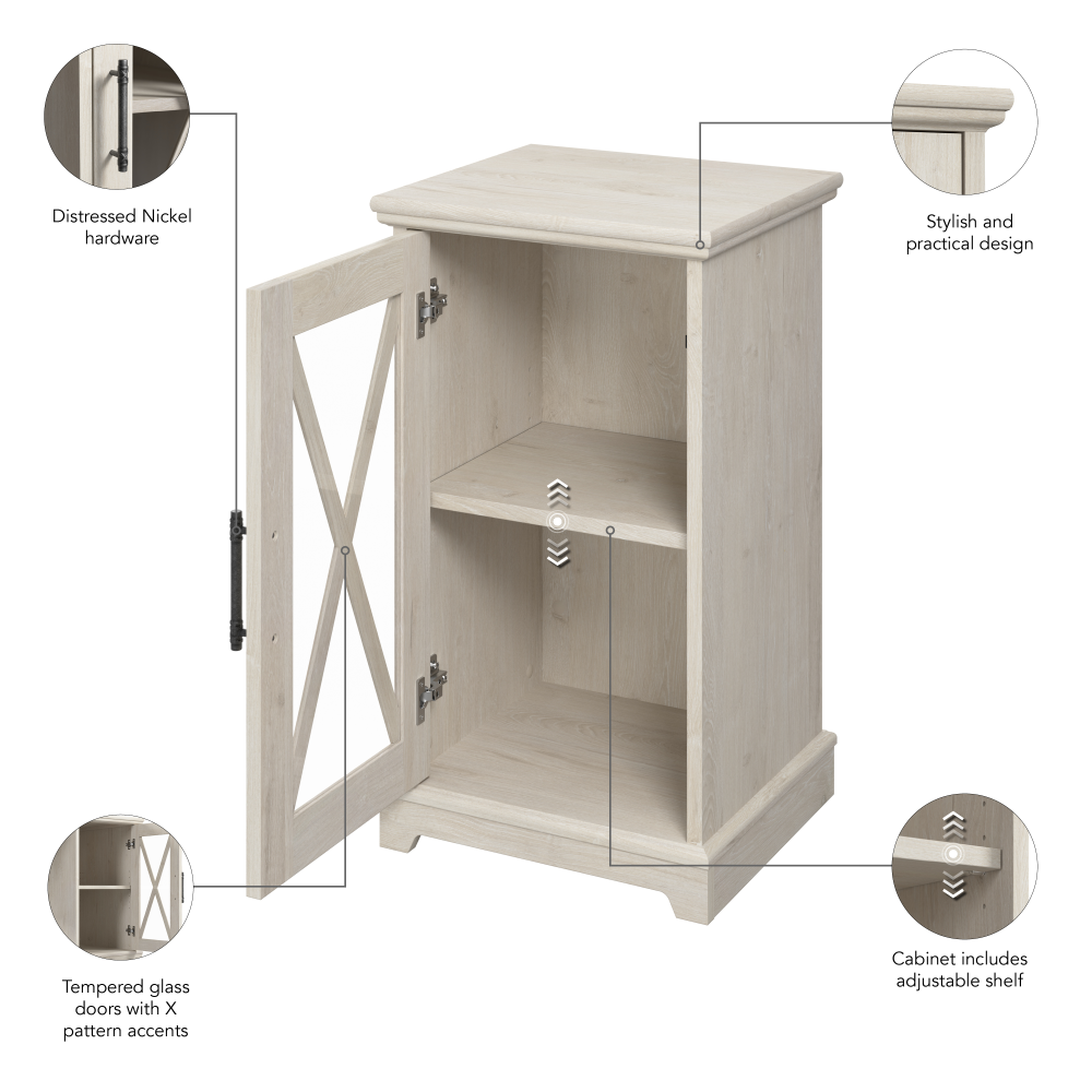 Shop Bush Furniture Lennox Small Farmhouse End Table with Storage, Image 09, LET118LW-03, #color_linen white oak