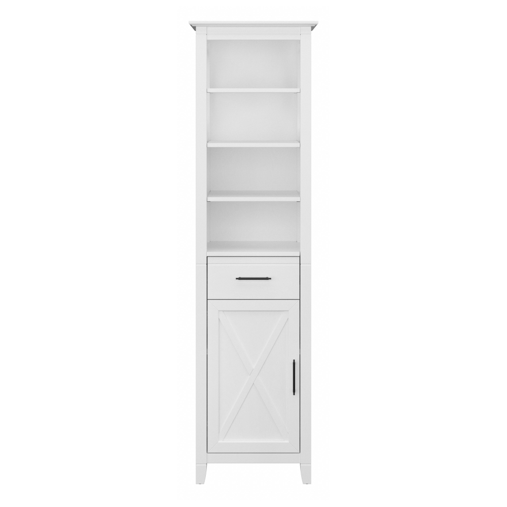 Shop Bush Furniture Key West Tall Narrow Bookcase Cabinet, Image 03, KWS168WAS-Z, #color_white ash