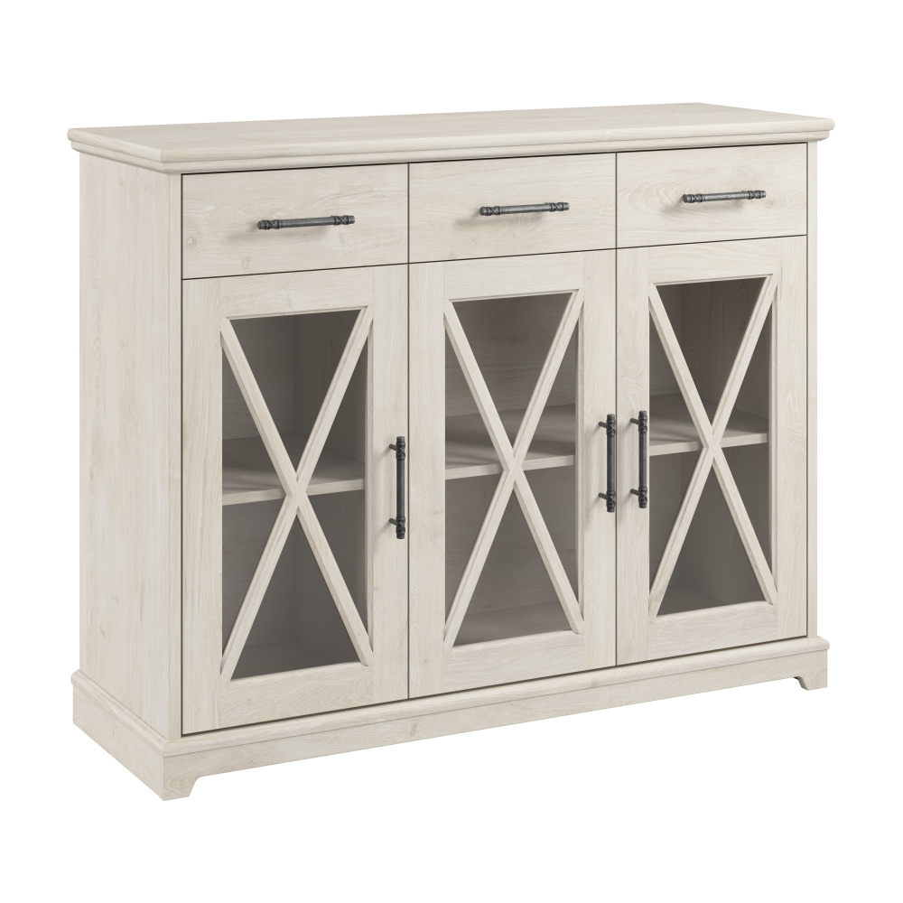 Shop Bush Furniture Lennox 46W Farmhouse Sideboard Buffet Cabinet with Drawers, Image 01, LEV146LW-03, #color_linen white oak