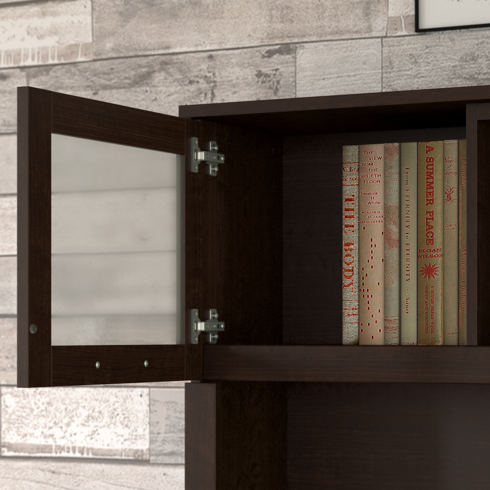 Shop Bush Furniture Somerset 72W 3 Position Sit to Stand L Shaped Desk with Hutch, Image 06, SET015MR, #color_mocha cherry