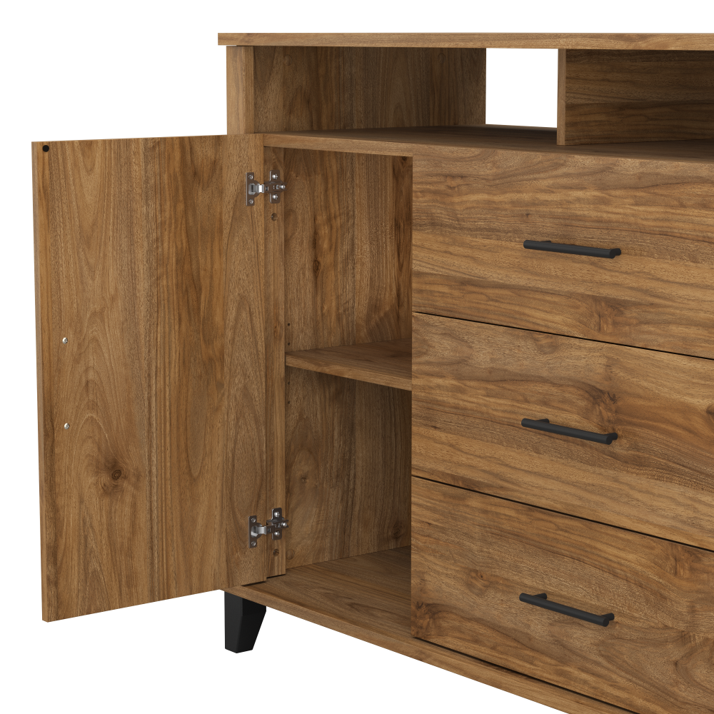 Shop Bush Furniture Somerset 3 Drawer Dresser and Bedroom TV Stand, Image 07, STV148FWK, #color_fresh walnut