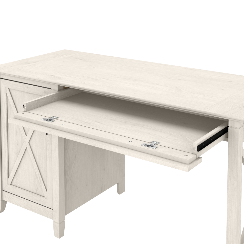 Shop Bush Furniture Key West 54W Computer Desk with Keyboard Tray and Storage, Image 05, KWD154LW-03, #color_linen white oak