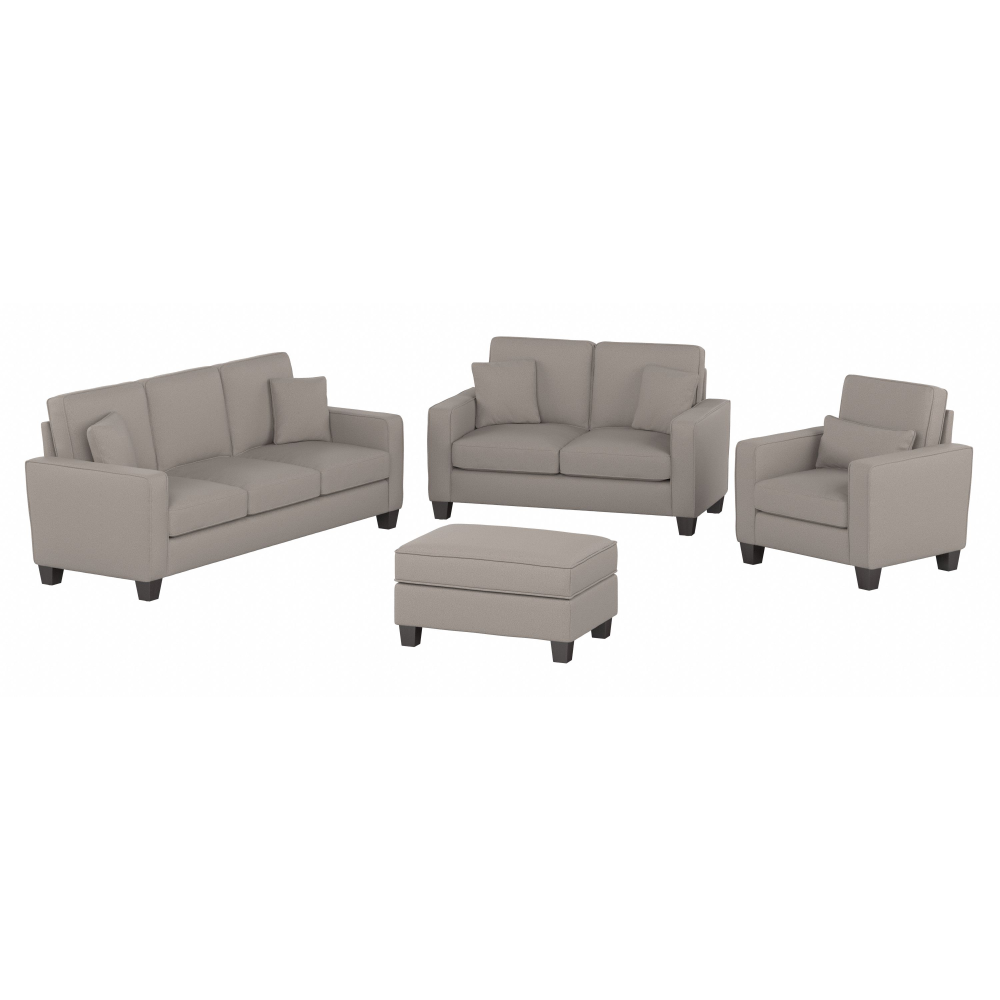 Shop Bush Furniture Stockton 85W Sofa with Loveseat, Accent Chair, and Ottoman, Image 01, SKT020BGH, #color_beige herringbone fabric