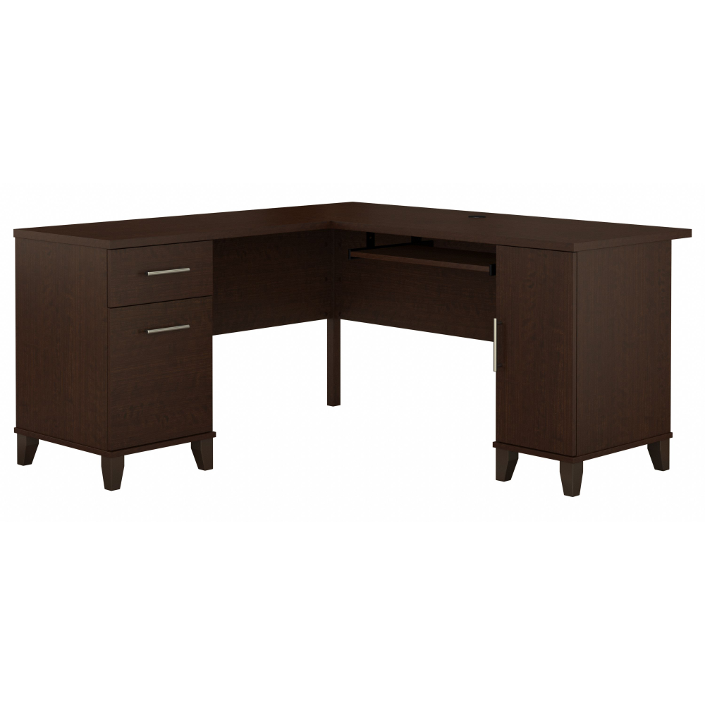 Shop Bush Furniture Somerset 60W L Shaped Desk with Storage, Image 01, WC81830K, #color_mocha cherry