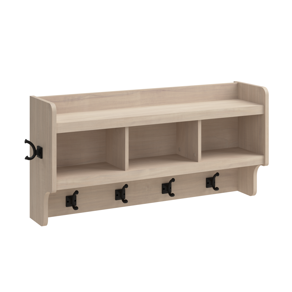 Shop Bush Furniture Woodland 40W Wall Mounted Coat Rack with Shelf, Image 01, WDH340WM-03, #color_white washed maple