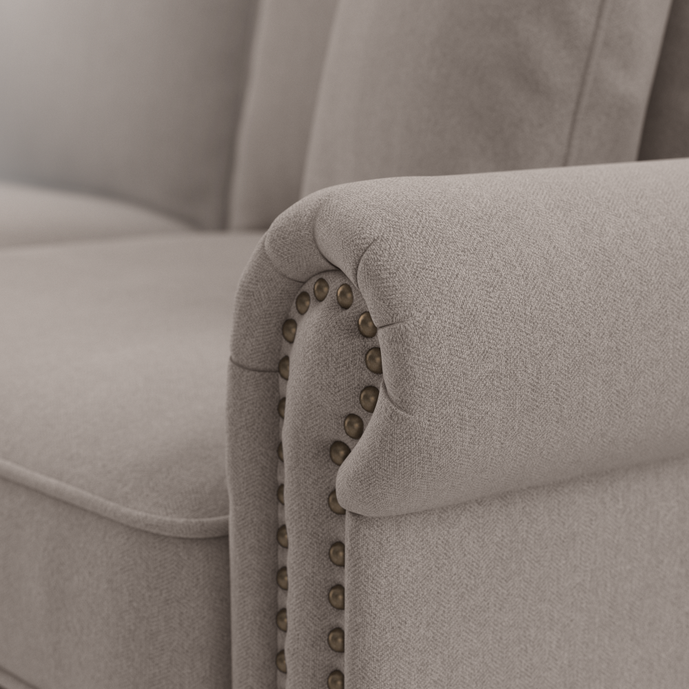 Shop Bush Furniture Coventry 87W L Shaped Sectional Couch, Image 06, CVY86BBGH-03K, #color_beige herringbone fabric